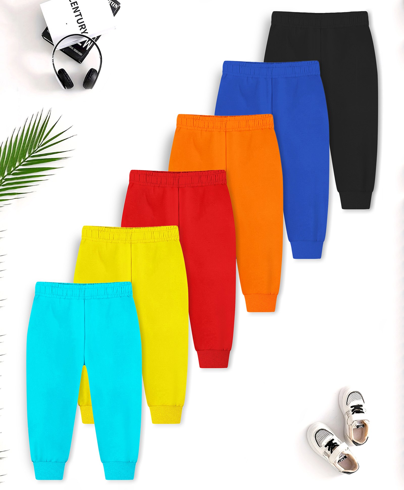 Trampoline Cotton Blend Knit Pack Of 6 Solid Pajamas - Multi Colour-picture-23