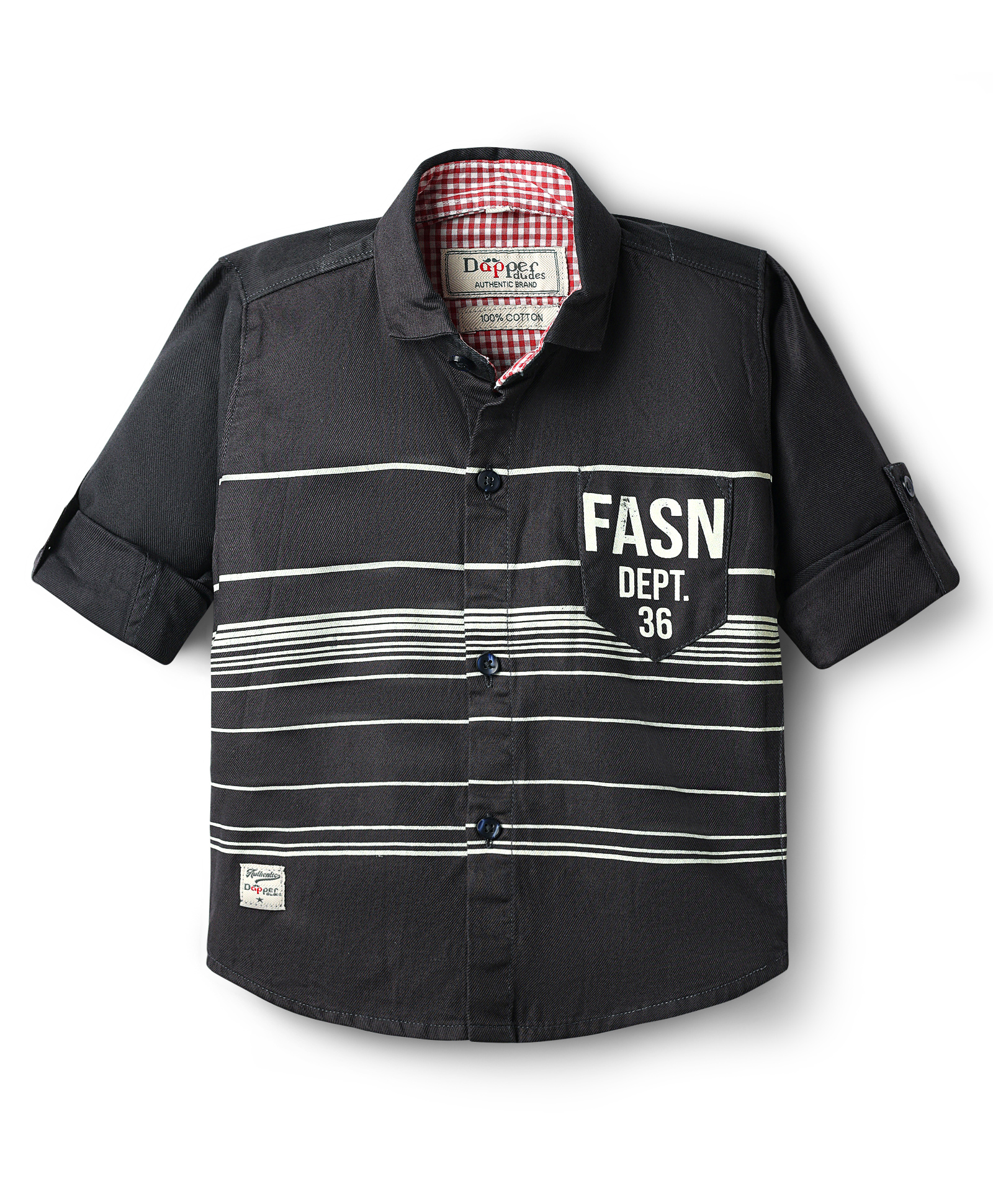 Dapper Dudes Full Sleeves Striped Shirt - Dark Grey-picture-26