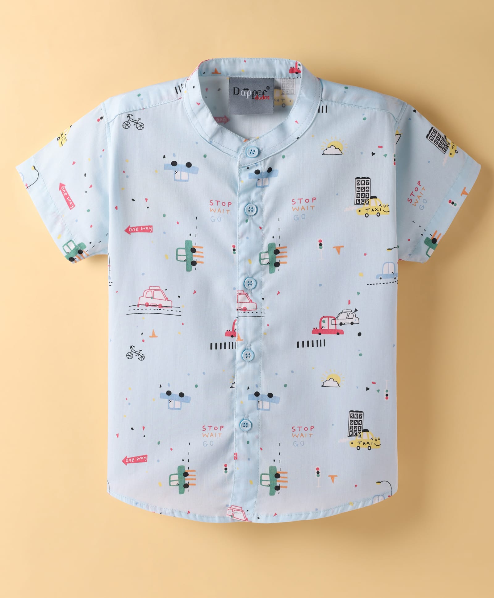 Dapper Dudes Half Sleeves Cars Printed Shirt - Blue-image-26