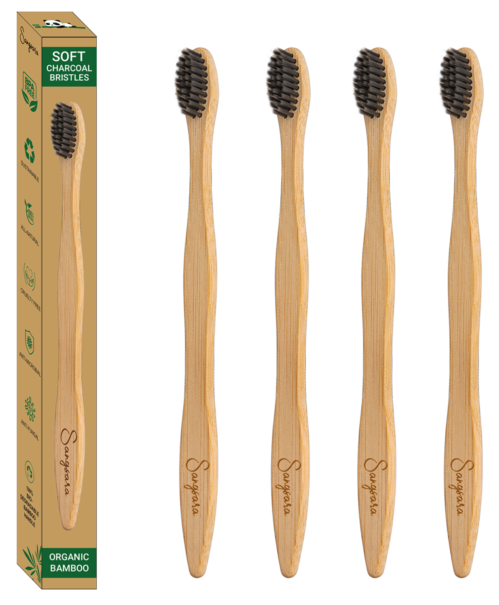 Dr. Odin Bamboo Toothbrush 100% Biodegradable Natural, Eco-Friendly, Compostable, Vegan & Reusable Bamboo Toothbrush Black - Pack of 4-picture-34