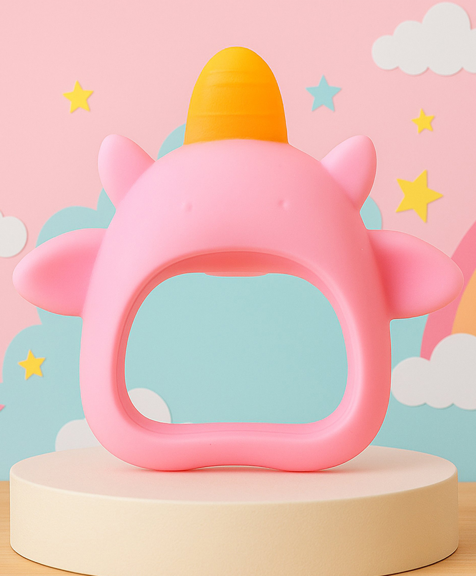 The Cheeky Kidzz Baby Soft Food Grade Silicone Glove Cartoon Shape Anti Drop Chewing Soothing Mitten Teether Hand Pacifier BPA Free (Pink)-picture-21