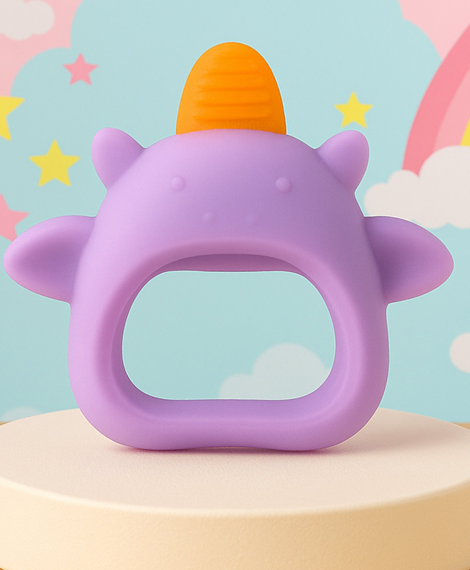 The Cheeky Kidzz Baby Soft Food Grade Silicone Glove Cartoon Shape Anti Drop Chewing Soothing Mitten Teether Hand Pacifier BPA Free (PURPLE)-image-30