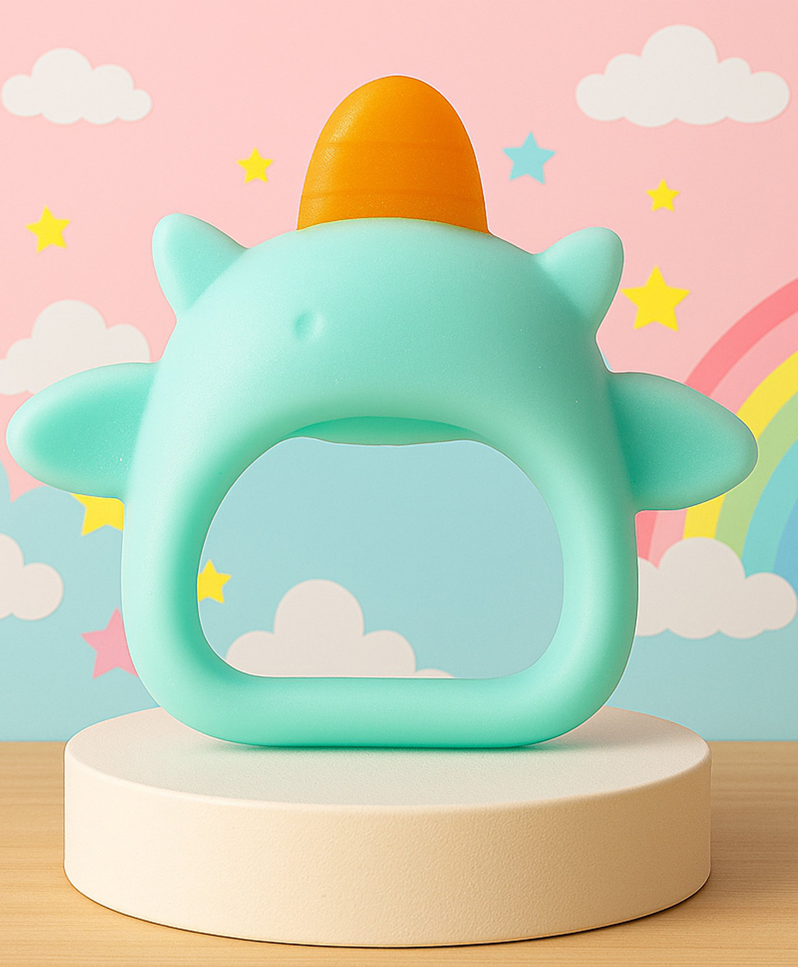 The Cheeky Kidzz Baby Soft Food Grade Silicone Glove Cartoon Shape Anti Drop Chewing Soothing Mitten Teether Hand Pacifier BPA Free (SEA GREEN)-image-49