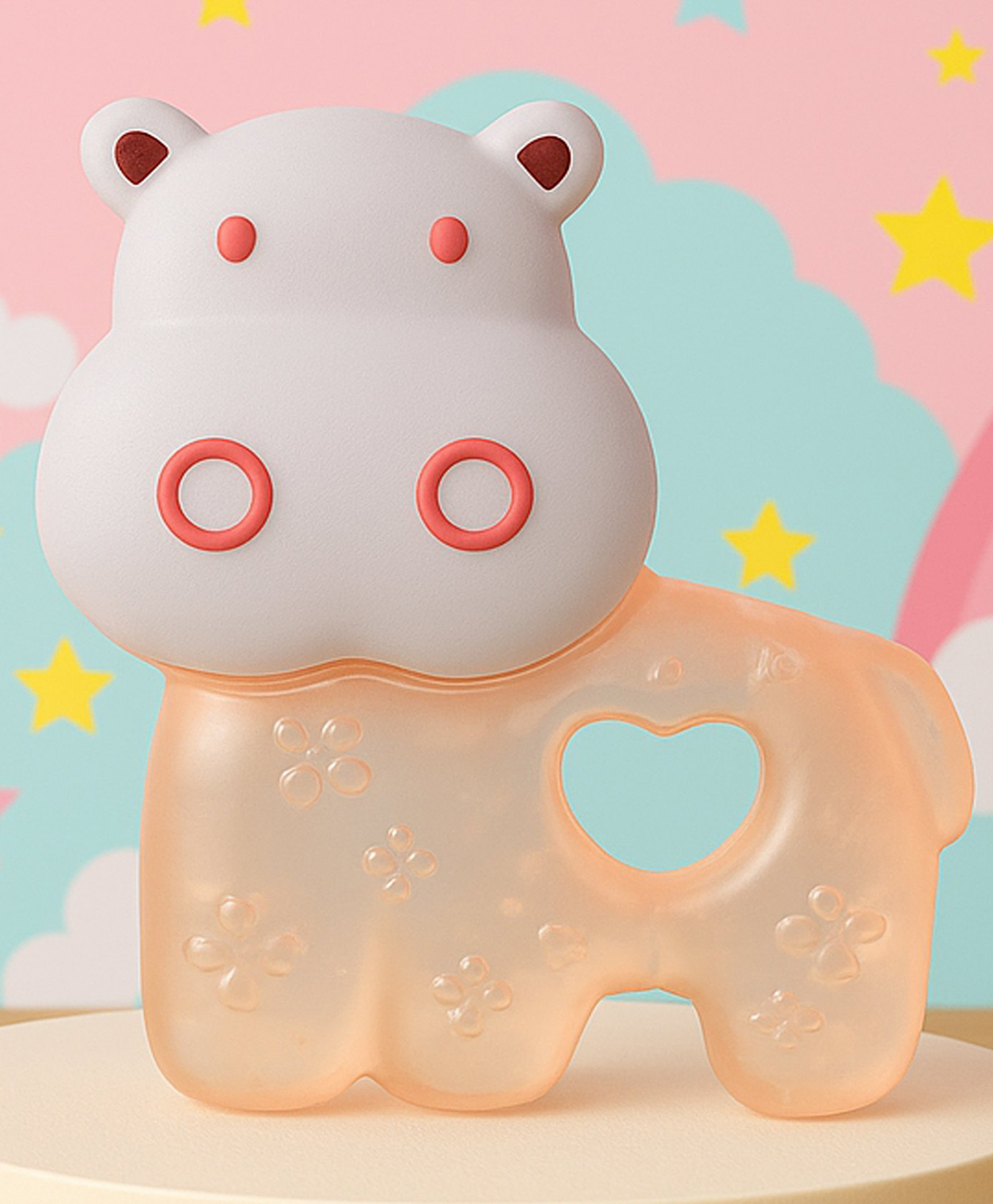 The Cheeky Kidzz Baby Water Filled Cooling Teething Cute Hippo Shape Print Oral Dental Care and Easy to Grip Teether BPA Free (WHITE)-picture-28