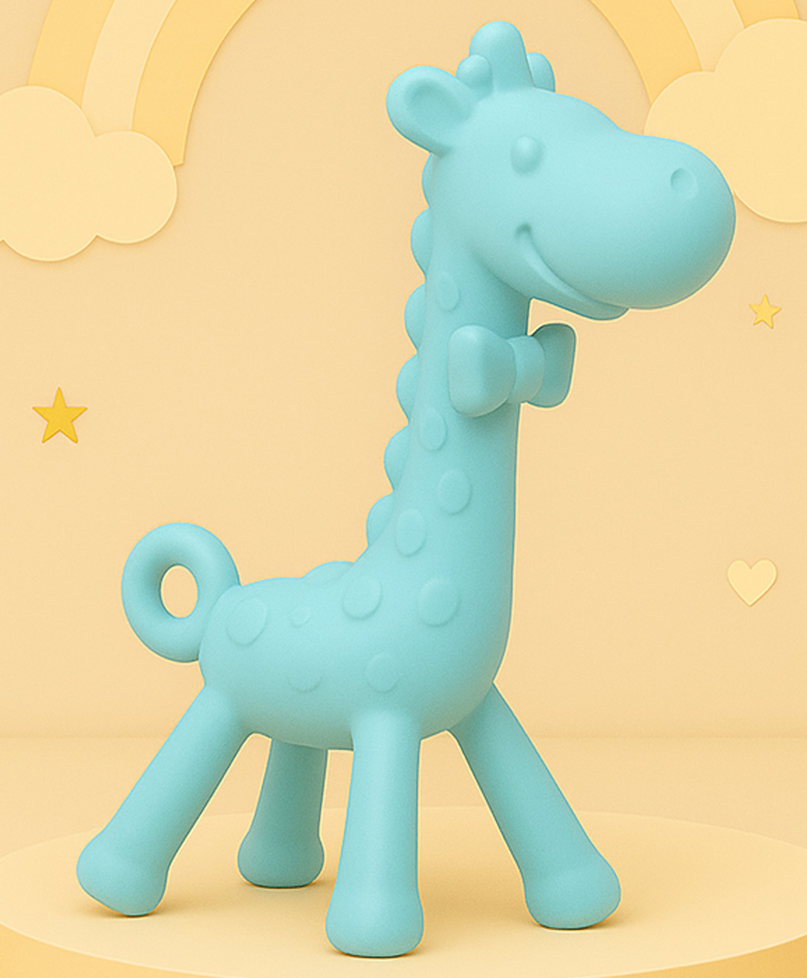 The Cheeky Kidzz Baby Soft Silicone Giraffe Flexible Bendable Massager Teether Feeder For Soothing Gums BPA Free (BLUE)-image-21