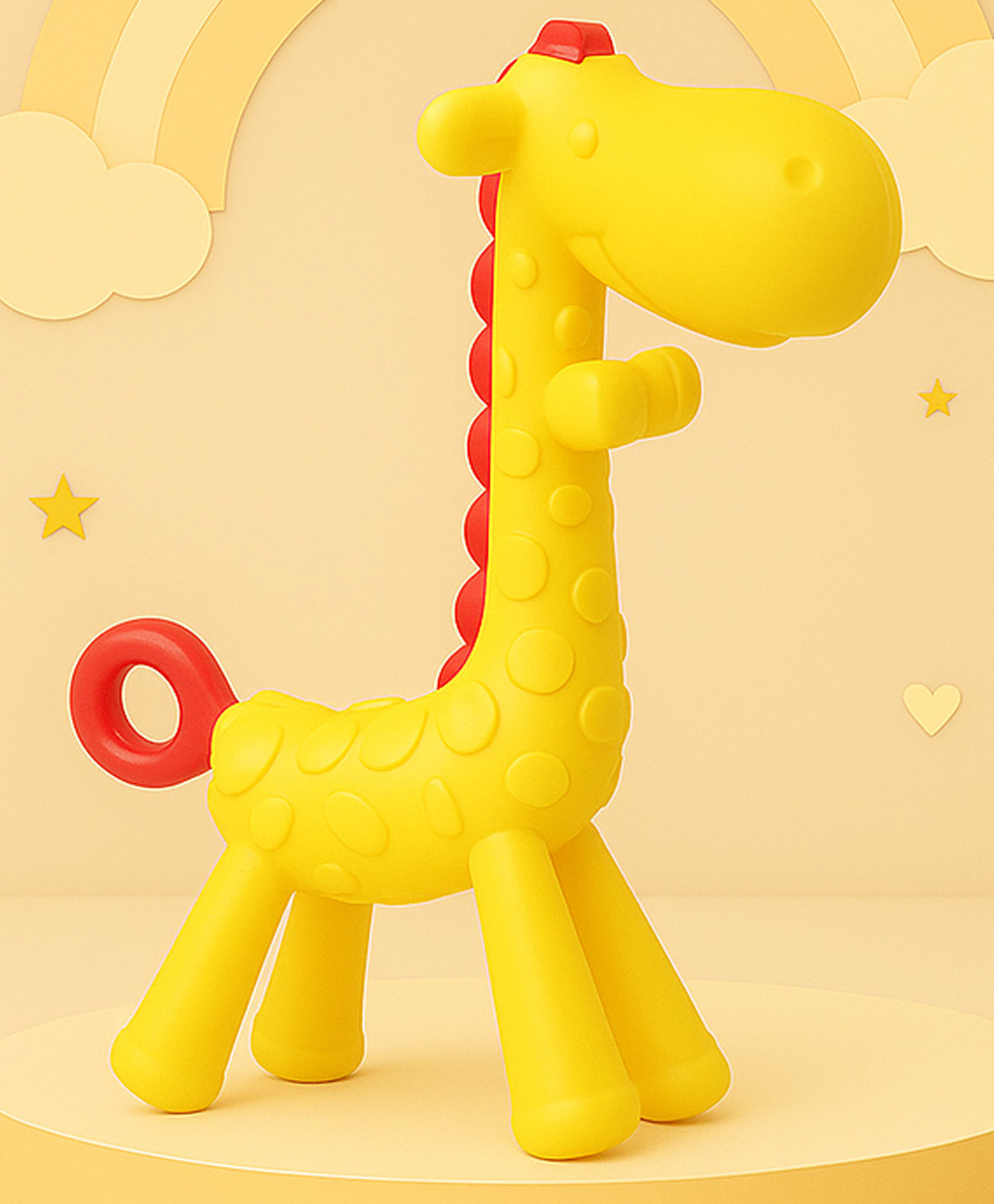 The Cheeky Kidzz Baby Soft Silicone Giraffe Flexible Bendable Massager Teether Feeder For Soothing Gums BPA Free (YELLOW)-picture-18