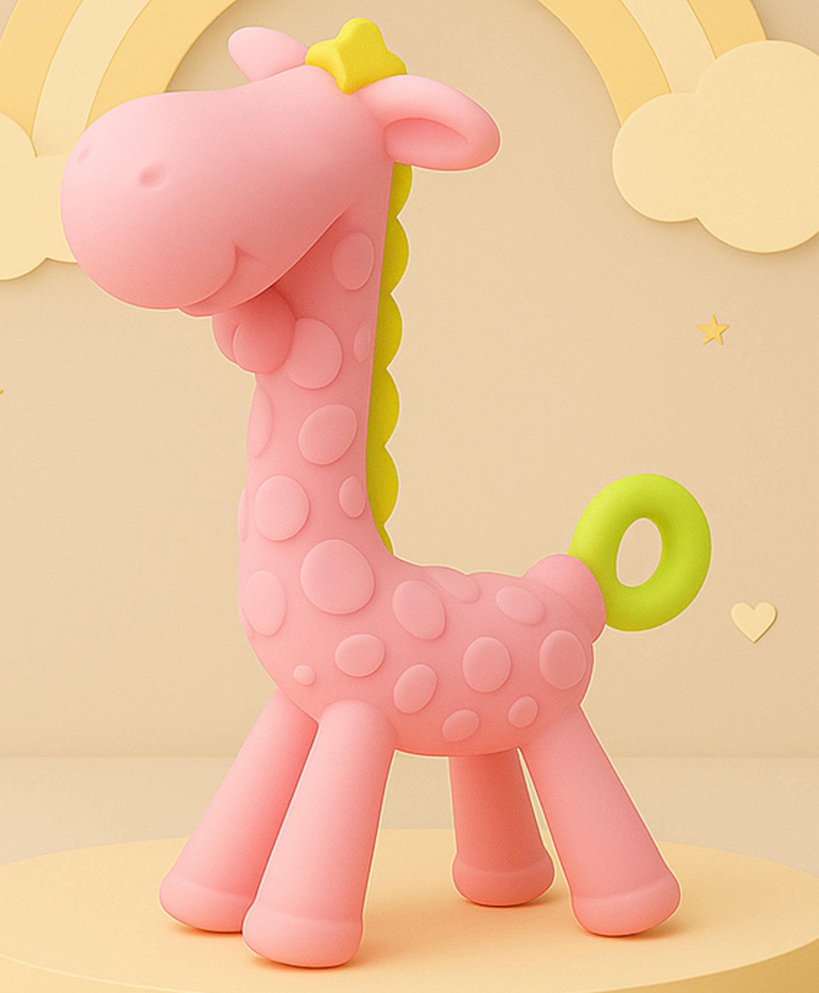 The Cheeky Kidzz Baby Soft Silicone Giraffe Flexible Bendable Massager Teether Feeder For Soothing Gums BPA Free (PINK)-image-36
