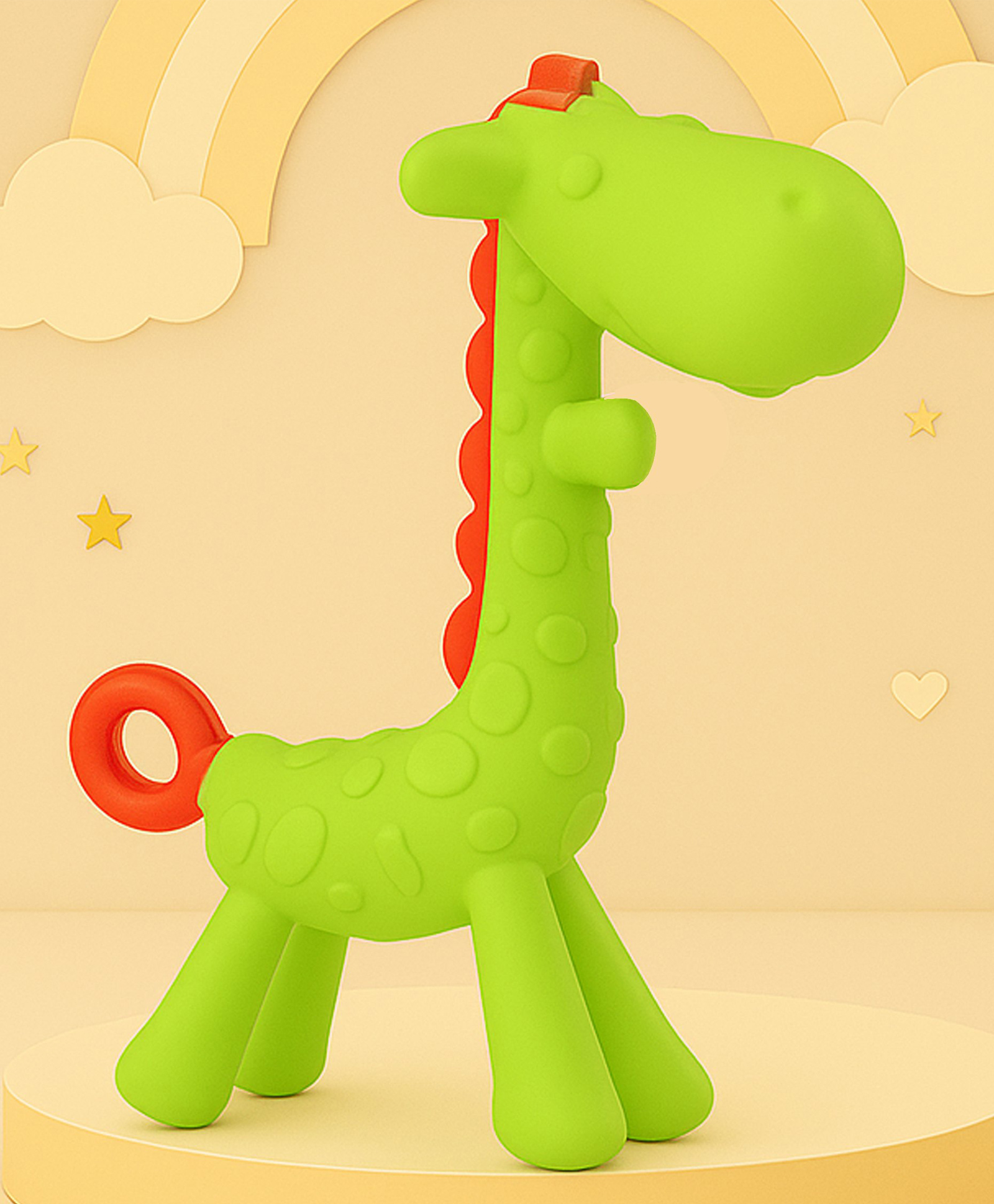 The Cheeky Kidzz Baby Soft Silicone Giraffe Flexible Bendable Massager Teether Feeder For Soothing Gums BPA Free (GREEN)-image-26