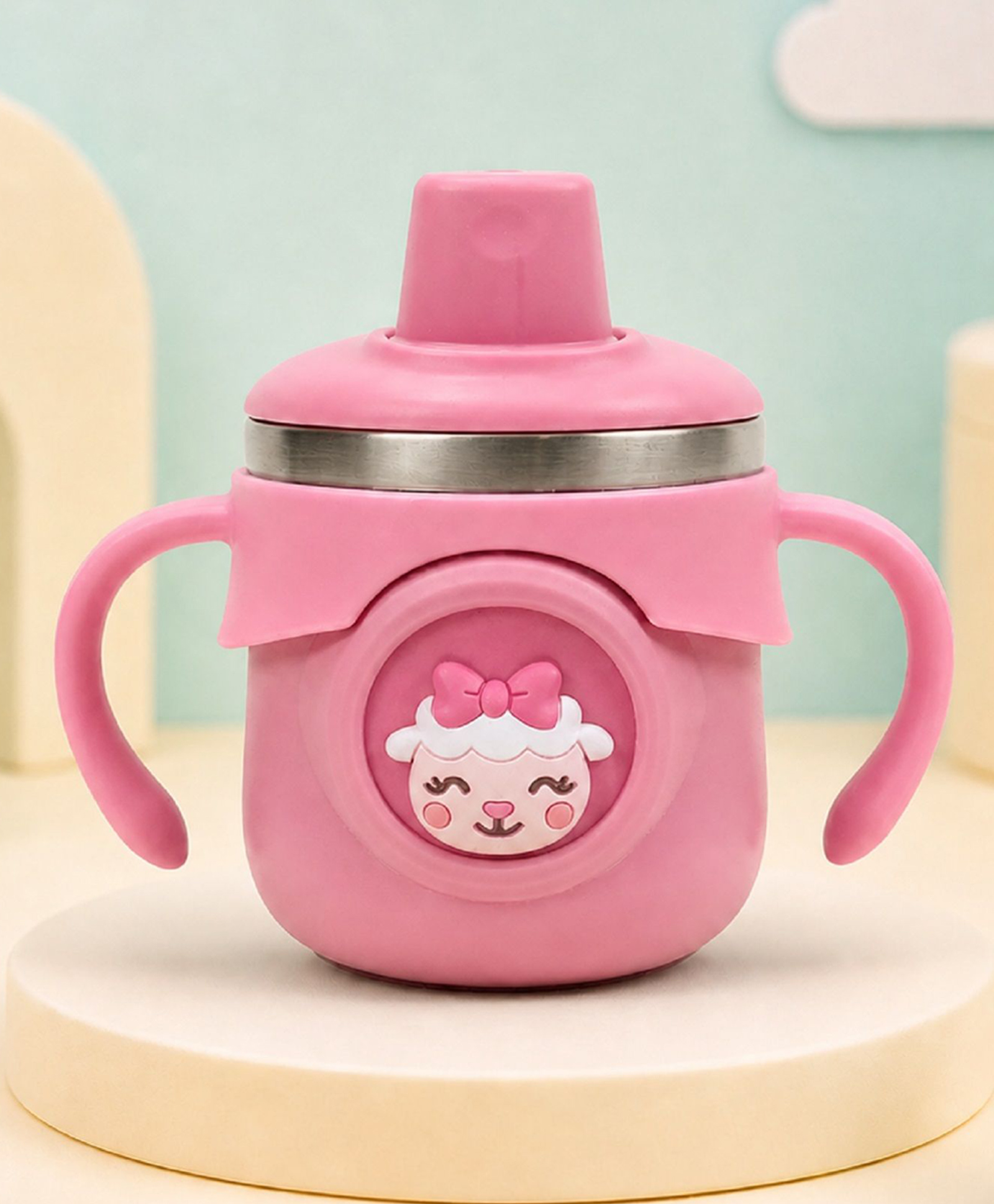 The Cheeky Kidzz Baby Stainless Steel Hot & Cold Double Wall Feeder Insulated Vacuuming 260ml Bottle Sipper Sippy Cup For Kids With Straw BPA Free(PINK)-image-25