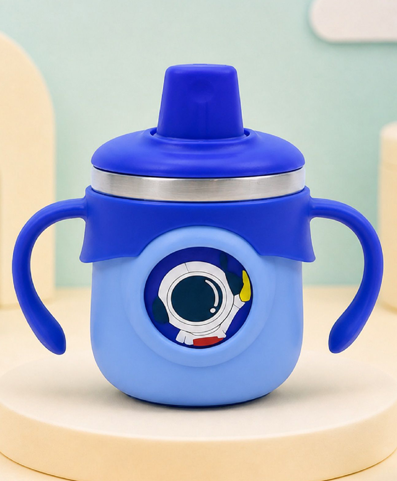 The Cheeky Kidzz Baby Stainless Steel Hot & Cold Double Wall Feeder Insulated Vacuuming Bottle Sipper Sippy Cup For Kids With Straw BPA Free (DARK BLUE)-260 ml-picture-12
