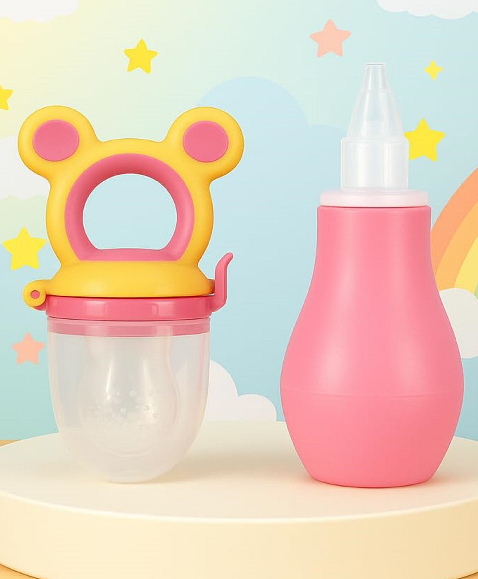 The Cheeky Kidzz Baby Nasal Nose Aspirator Vacuum Nose Suction Sucker Cleaning Pump Tool With Fresh Fruit Vegetable Food Nibbler Teether BPA Free (MULTI-COLOUR)-picture-13