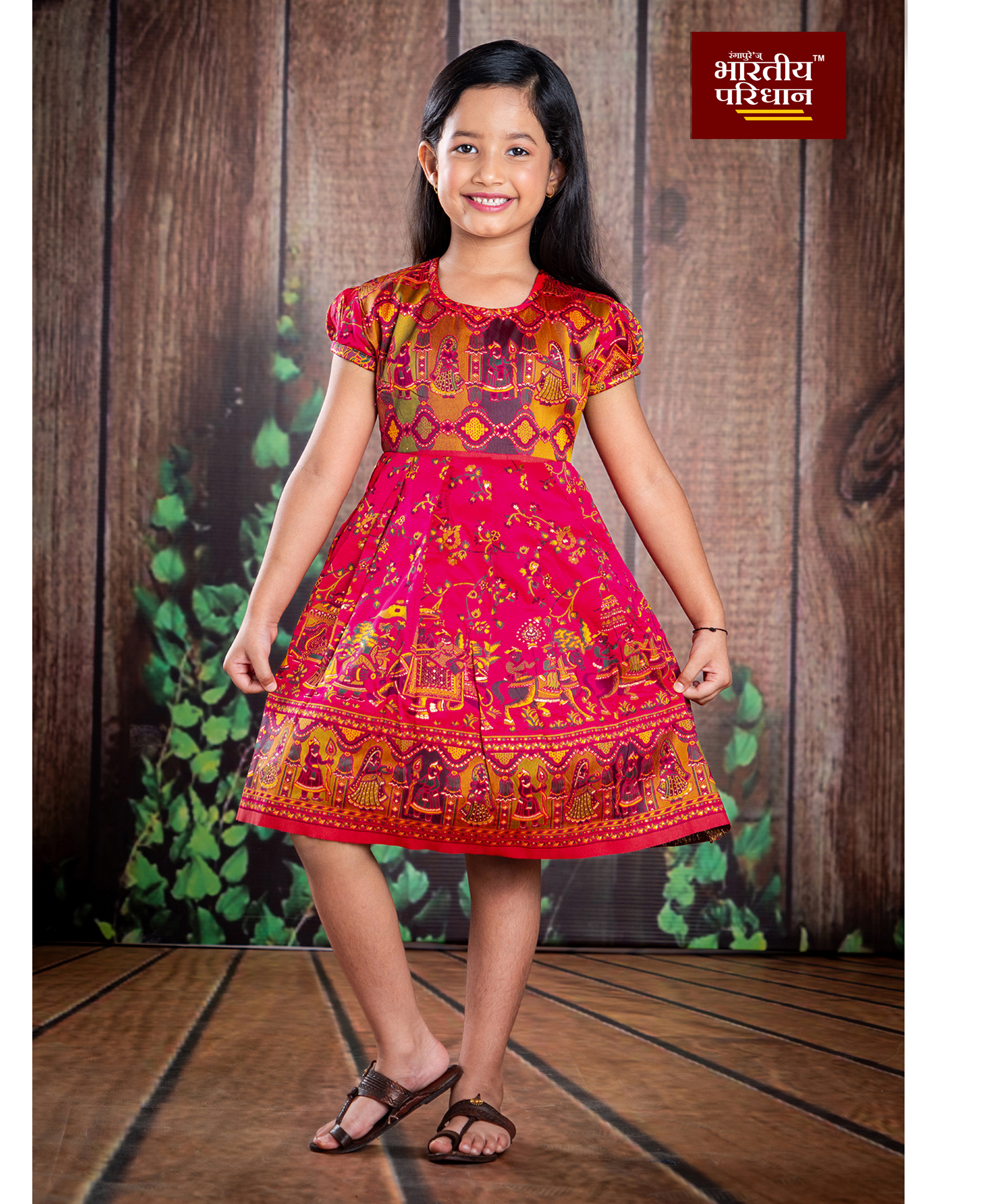 Bhartiya Paridhan Silk Woven Half Sleeves Plated Ethnic Dress With Embroidery - Dark Pink-image-33