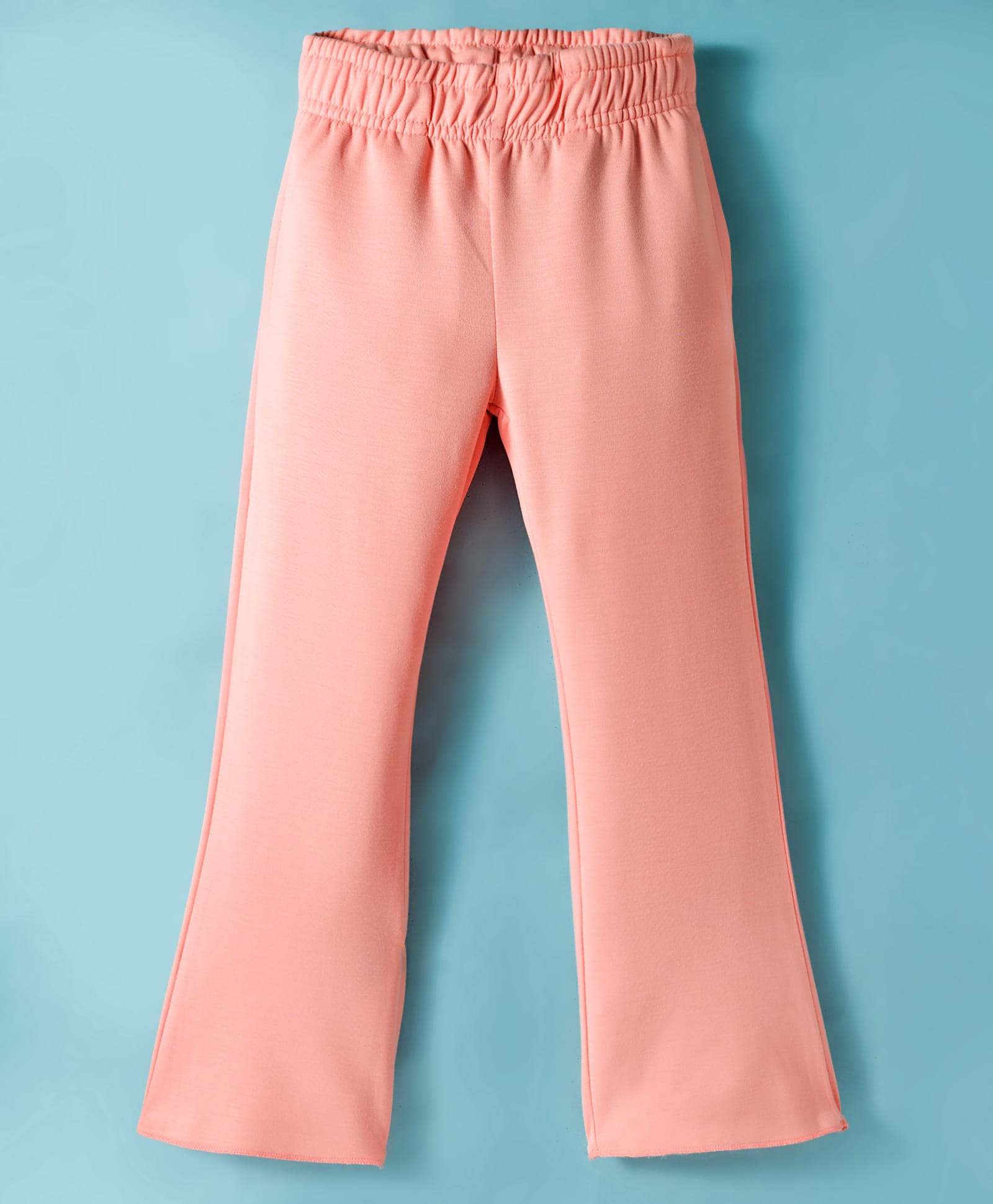 Kookie Kids India Cotton Knit Full Length Fit & Flared Solid Colour Pant - Peach-picture-30
