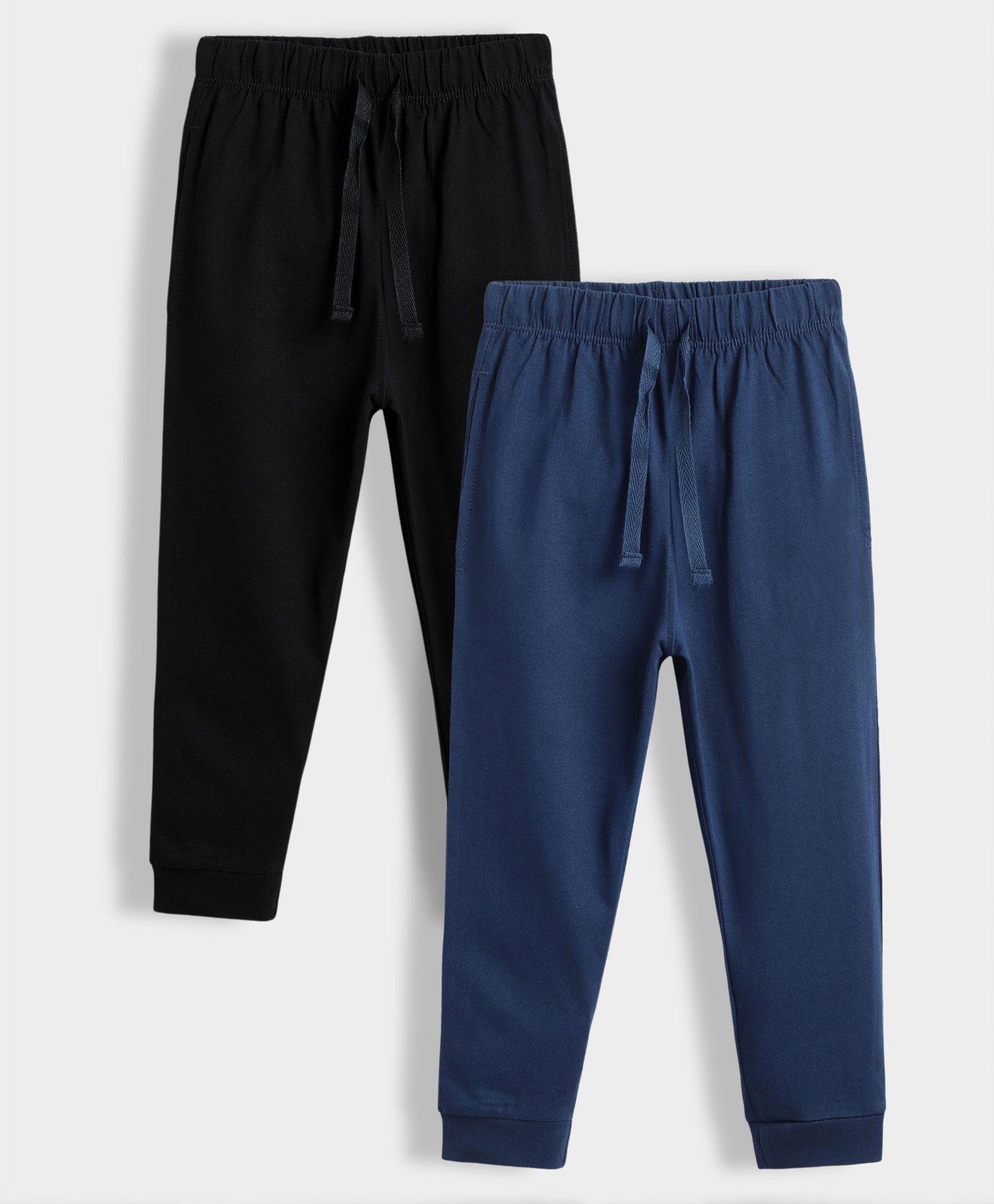 Orange Sugar 100% Cotton Knit Pack Of 2 Solid Pajamas - Black & Royal Blue-image-26