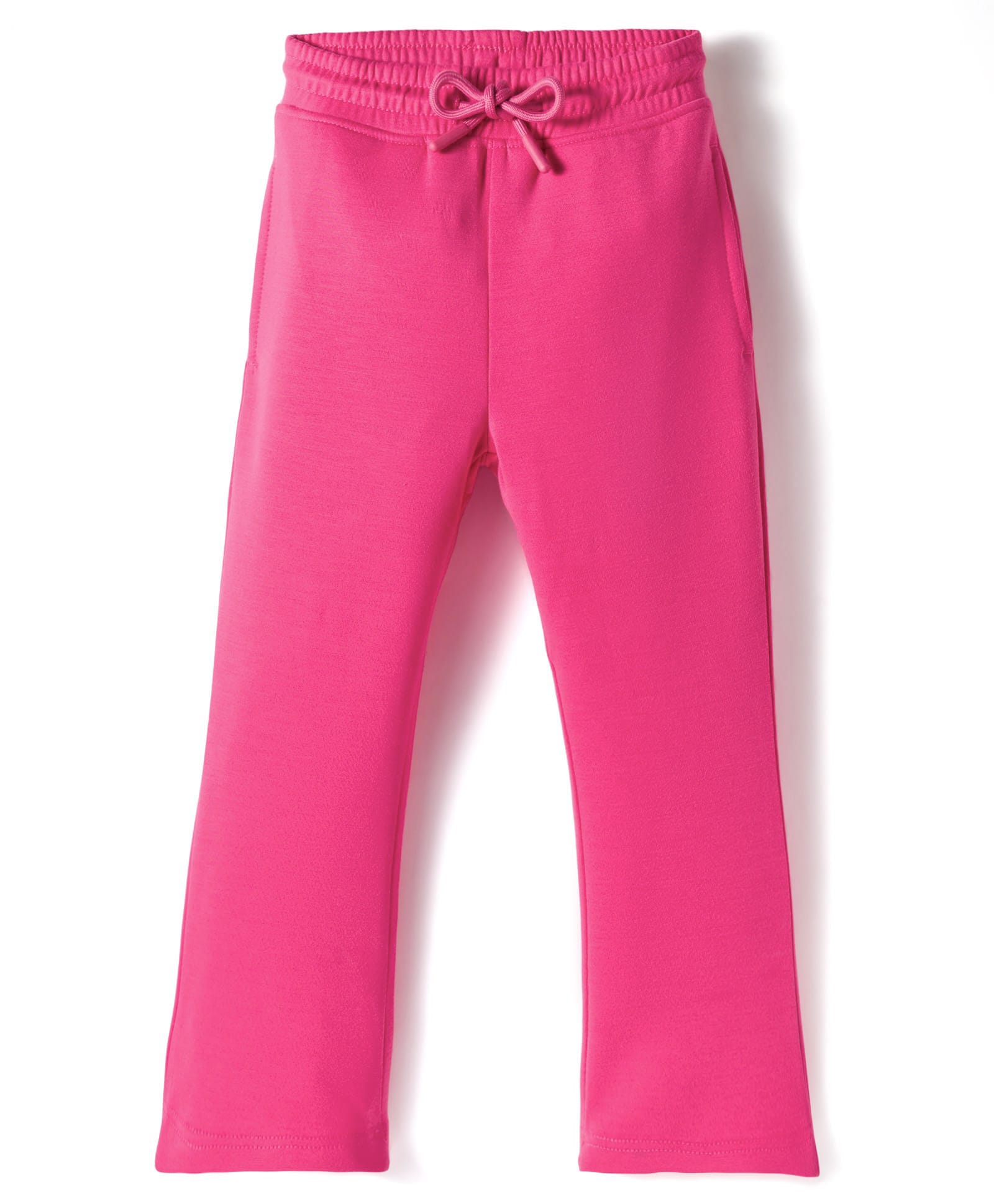 Kookie Kids India Cotton Knit Full Length Fit & Flared Solid Colour Pant - Pink-image-5