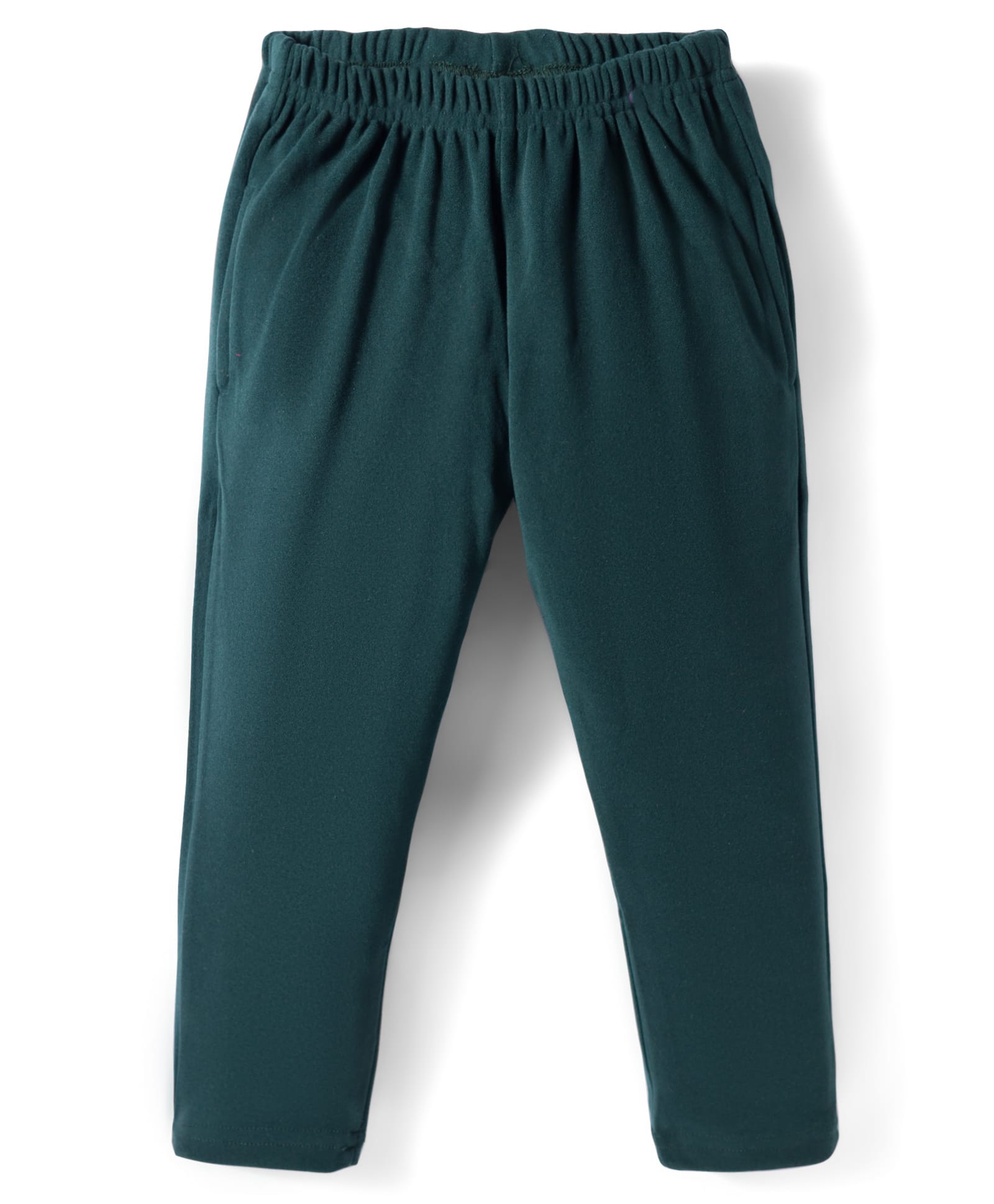 Babyhug Velour Knit Full Length Solid Colour Fleece & Woollen Pant - Dark Green-picture-34