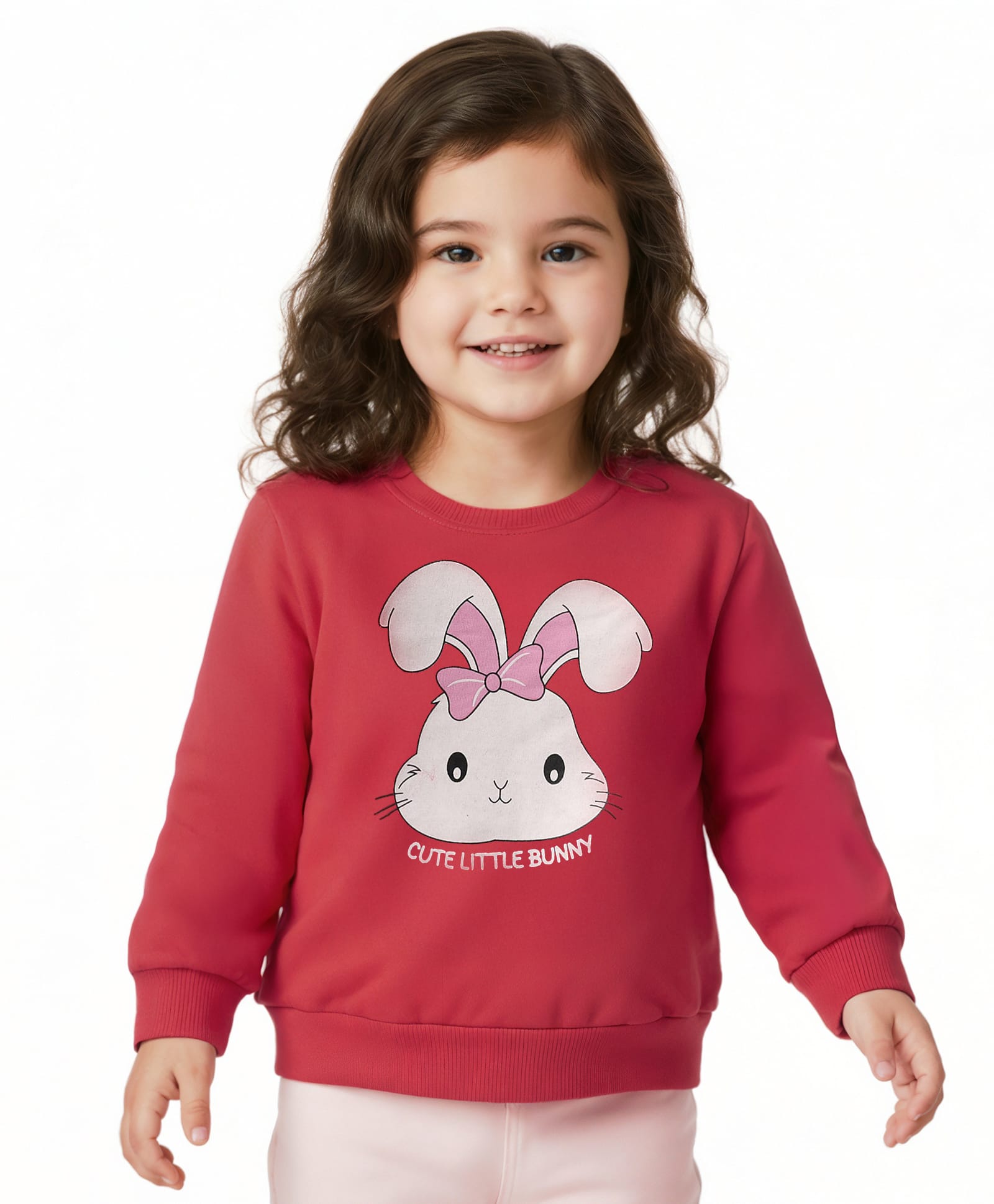 Doodle Poodle 100% Cotton Looper Knit Full Sleeves Sweatshirt With Bunny Print - Red-image-10