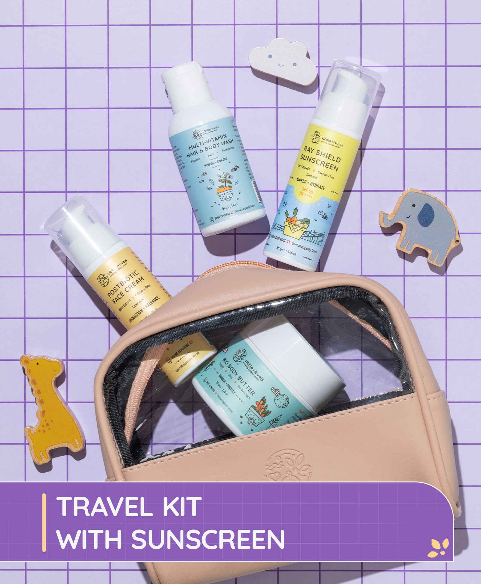 Little Rituals Mini Travel Kit with Cosmetic Pouch Bag With Sunscreen - 50 ml & 110 g-picture-23
