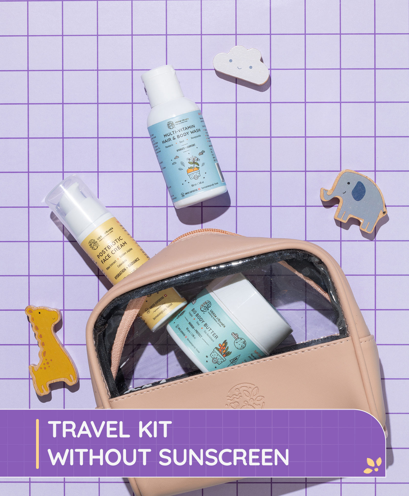 Little Rituals Mini Travel Kit with Cosmetic Pouch Bag Without Sunscreen - 50 ml & 80 g-picture-17