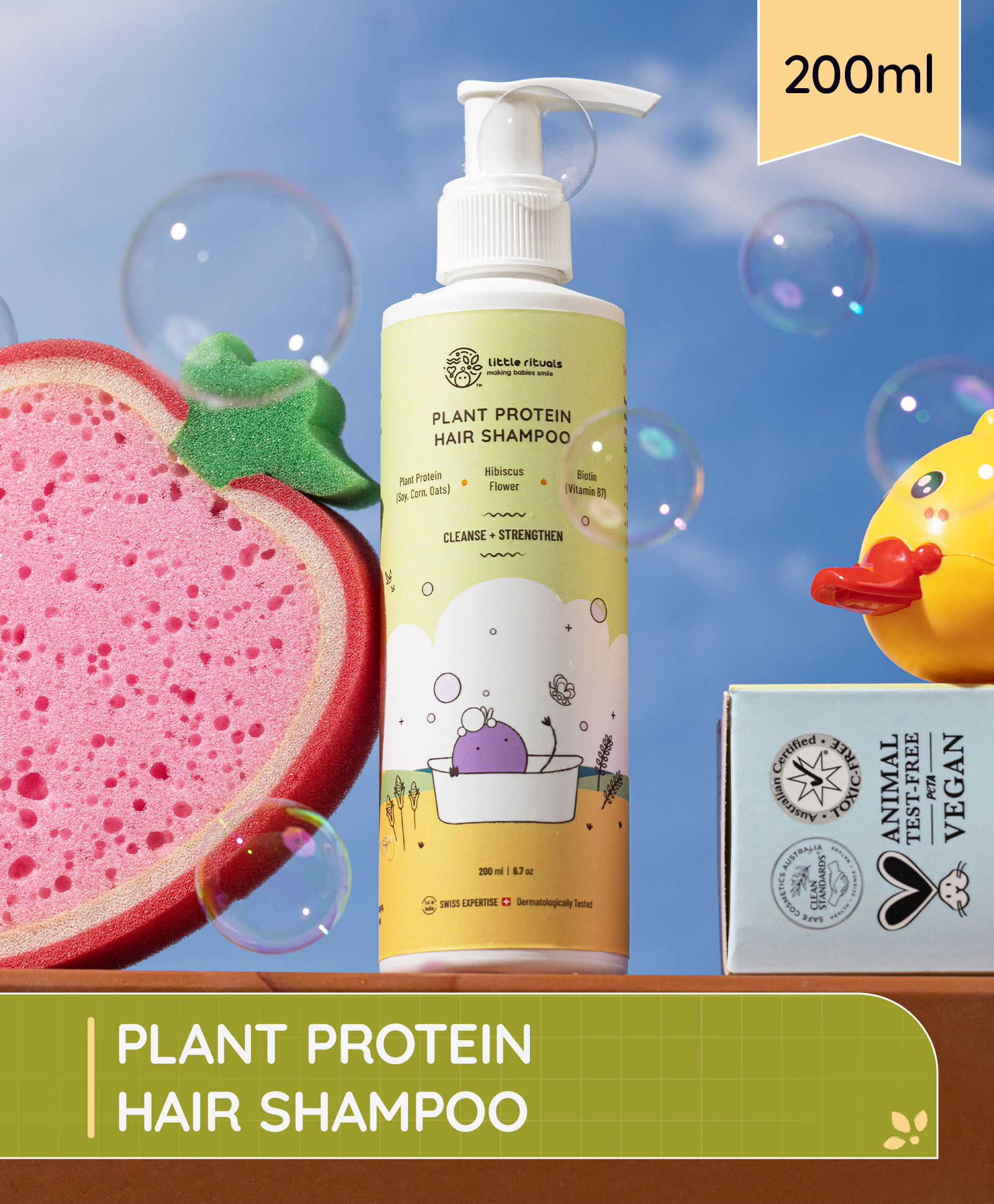 Little Rituals Plant Protein Hair Shampoo pH Balanced Tear Free with Hibiscus & Biotin - 200 ml