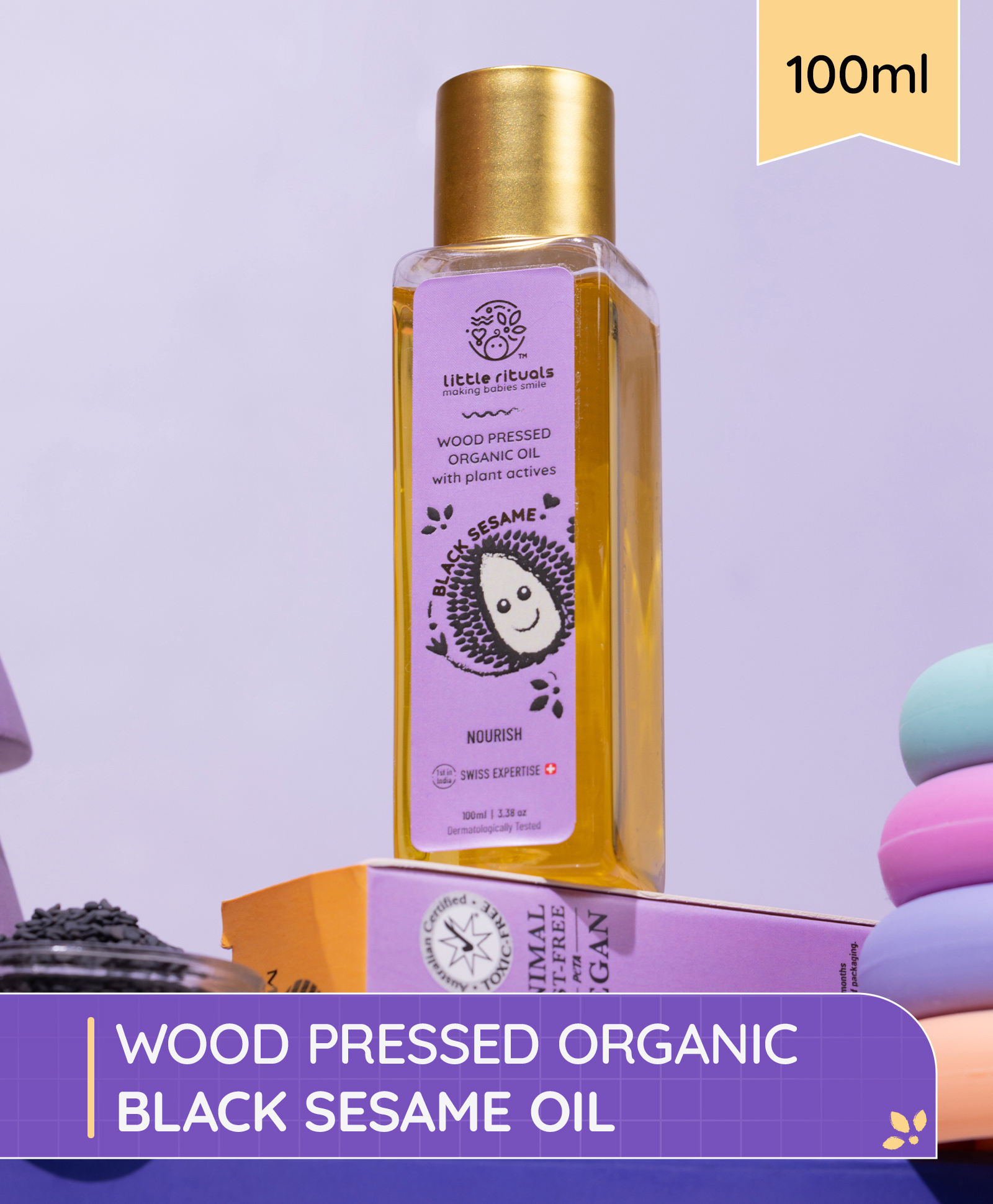 Little Rituals Ultra Premium Organic & Cold Pressed Oil Black Sesame Baby Massage Oil - 100 ml-image-6