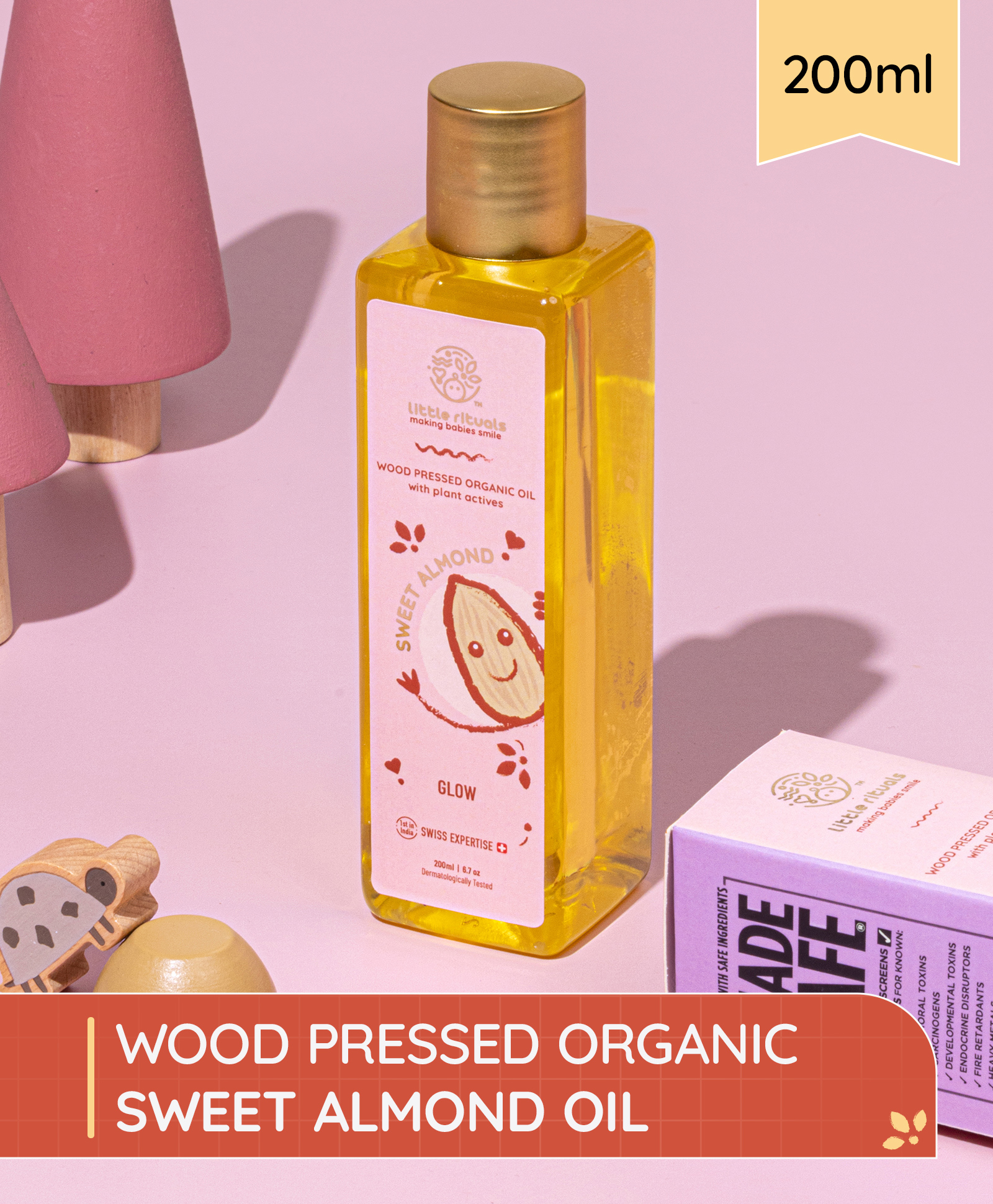 Little Rituals Ultra Premium Organic & Cold Pressed Massage Oil Sweet Almond - 200 ml