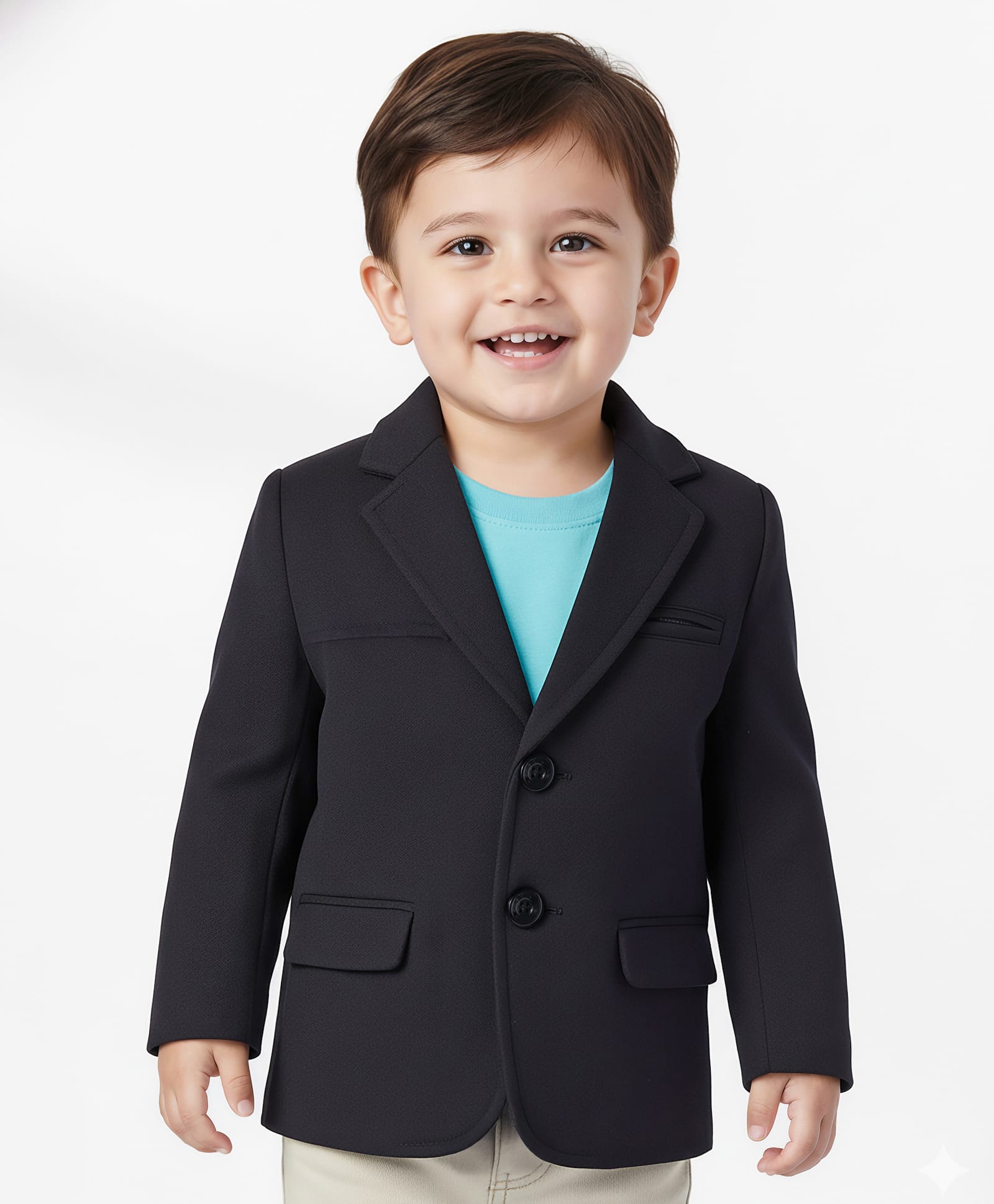 Babyhug Woven Full Sleeves Solid Overcoat Blazer - Navy Blue-picture-22