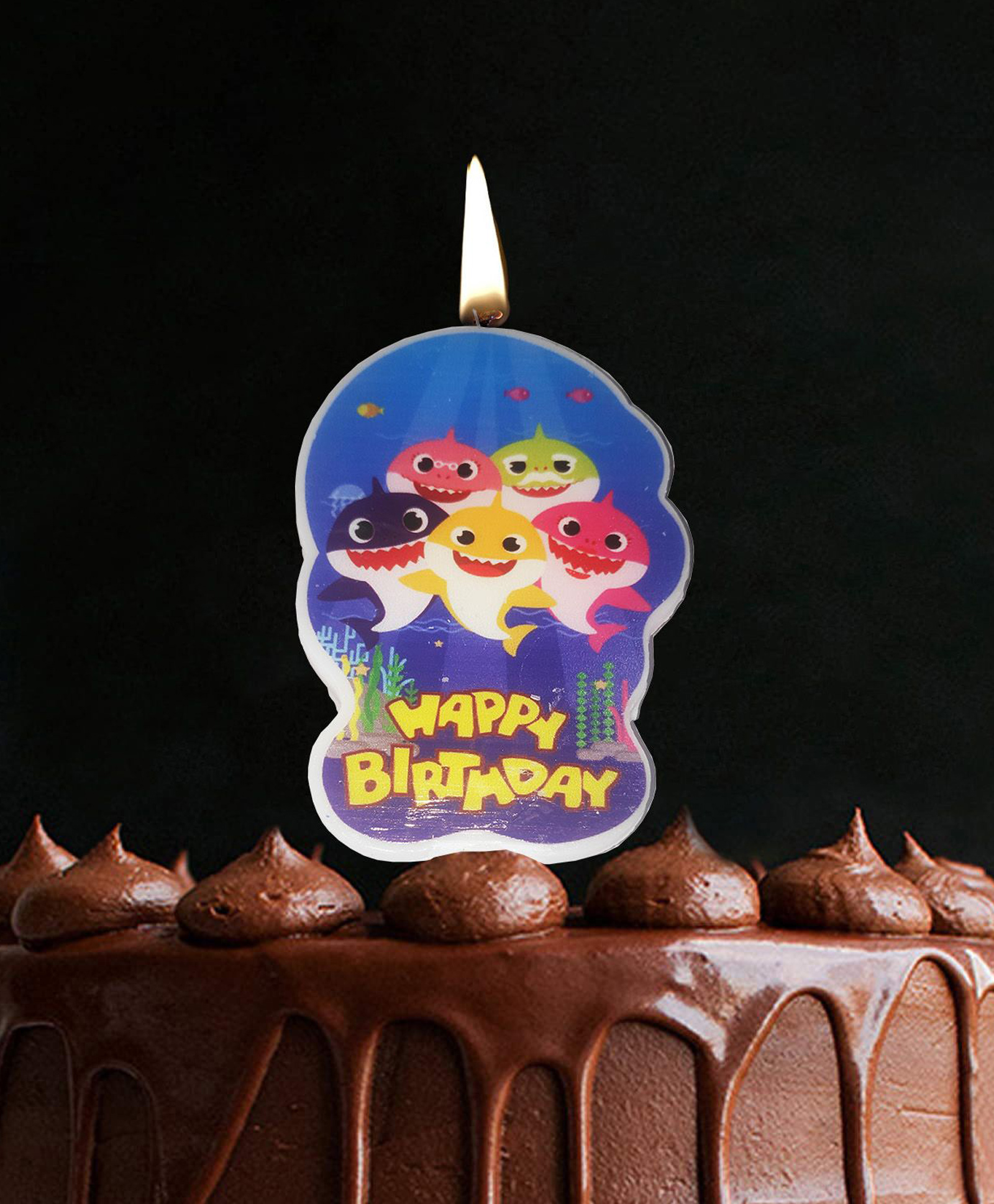 Funcart Baby Shark Birthday 2D Cake Topper Candle - Multicolor-picture-4