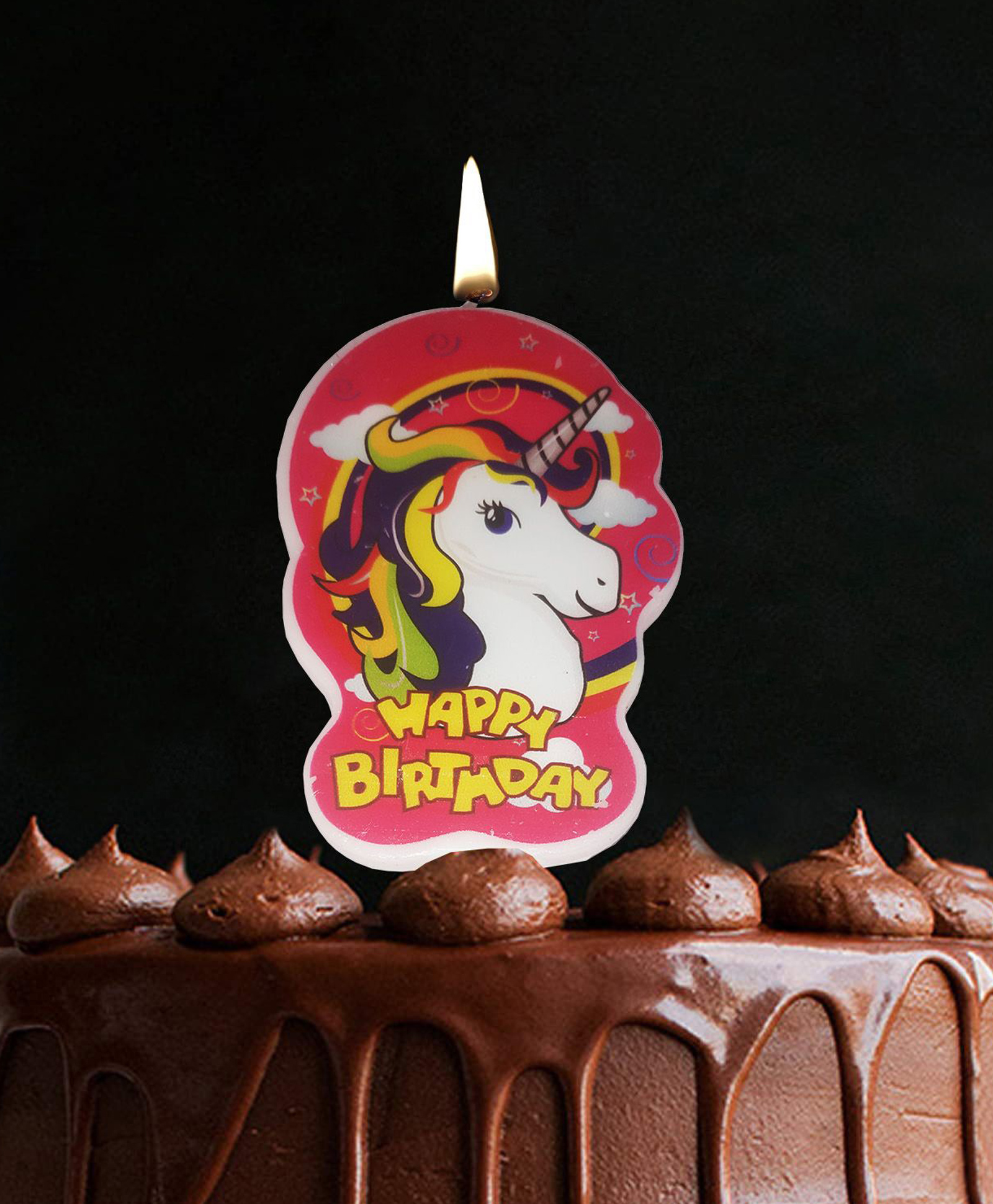 Funcart Unicorn Birthday 2D Cake Topper Candle - Pink-picture-11
