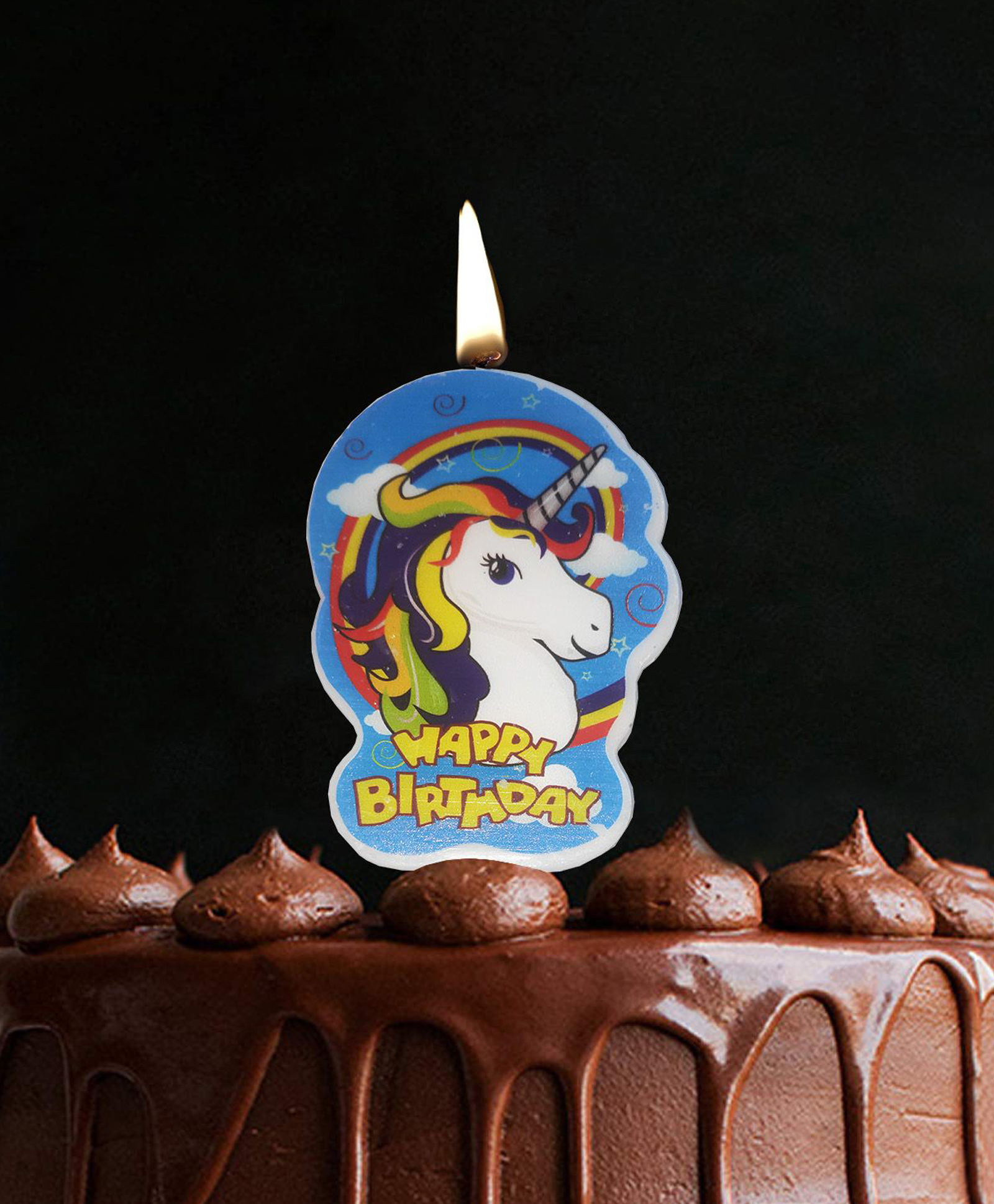 Funcart Unicorn Birthday 2D Blue Cake Topper Candle(1pc/Pack)-image-0