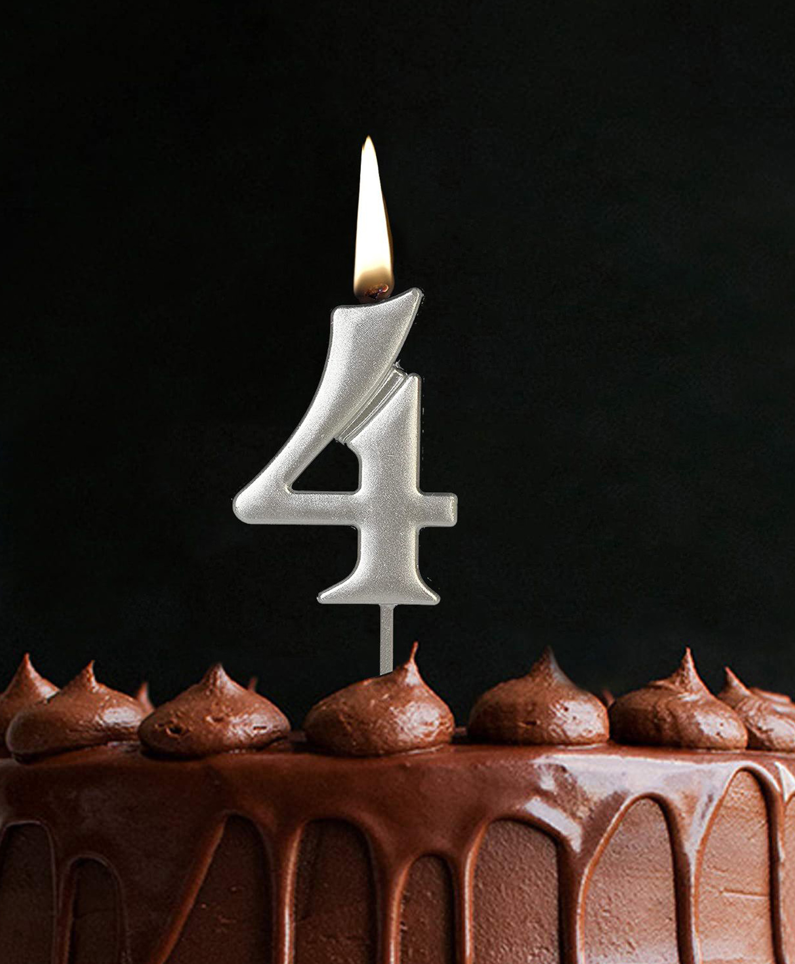 Funcart Numerical Number 4 Cake Topper Candle - Silver-picture-47