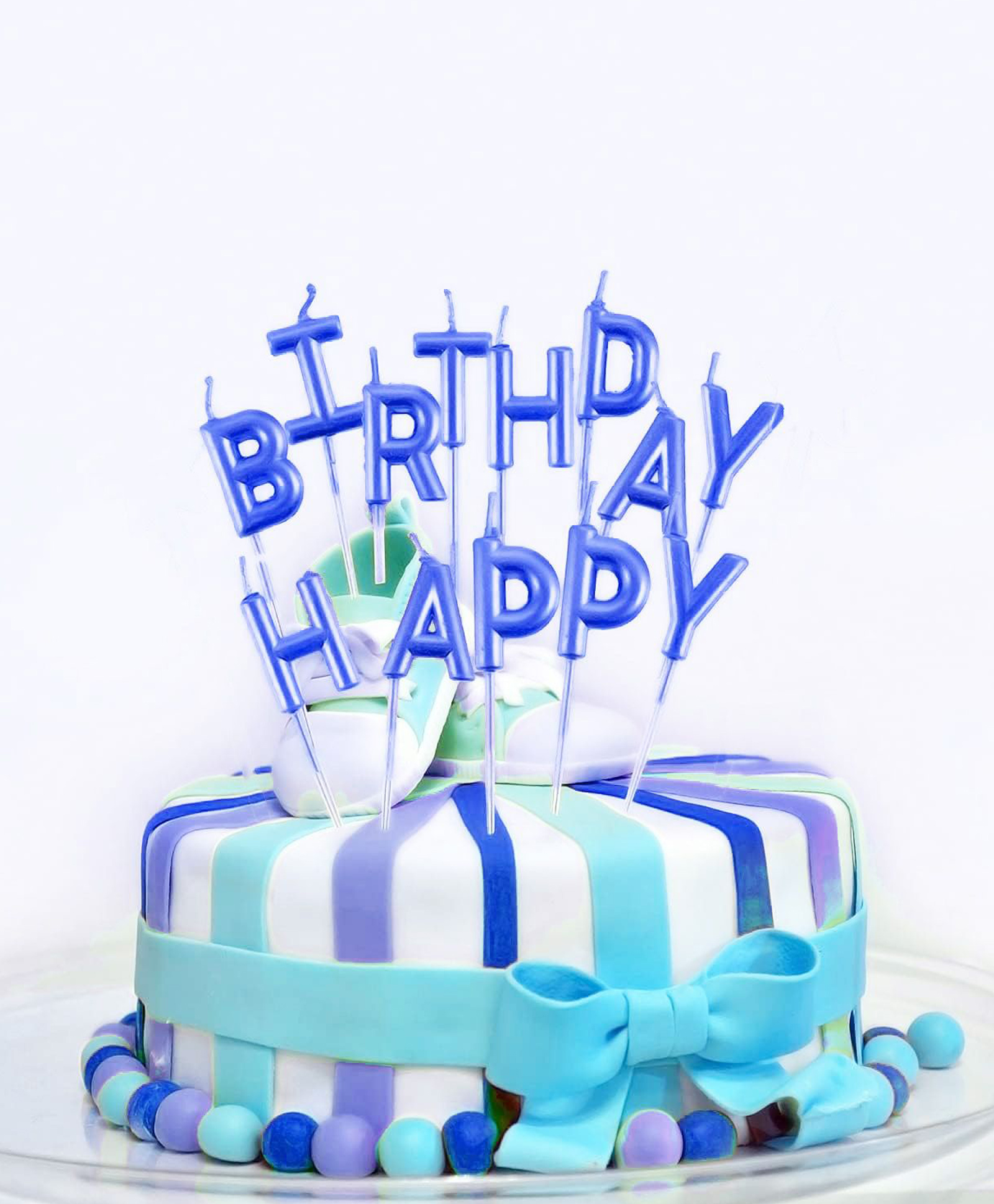 Funcart Mettalic Happy Birthday Cake Topper Candle - Blue-image-25