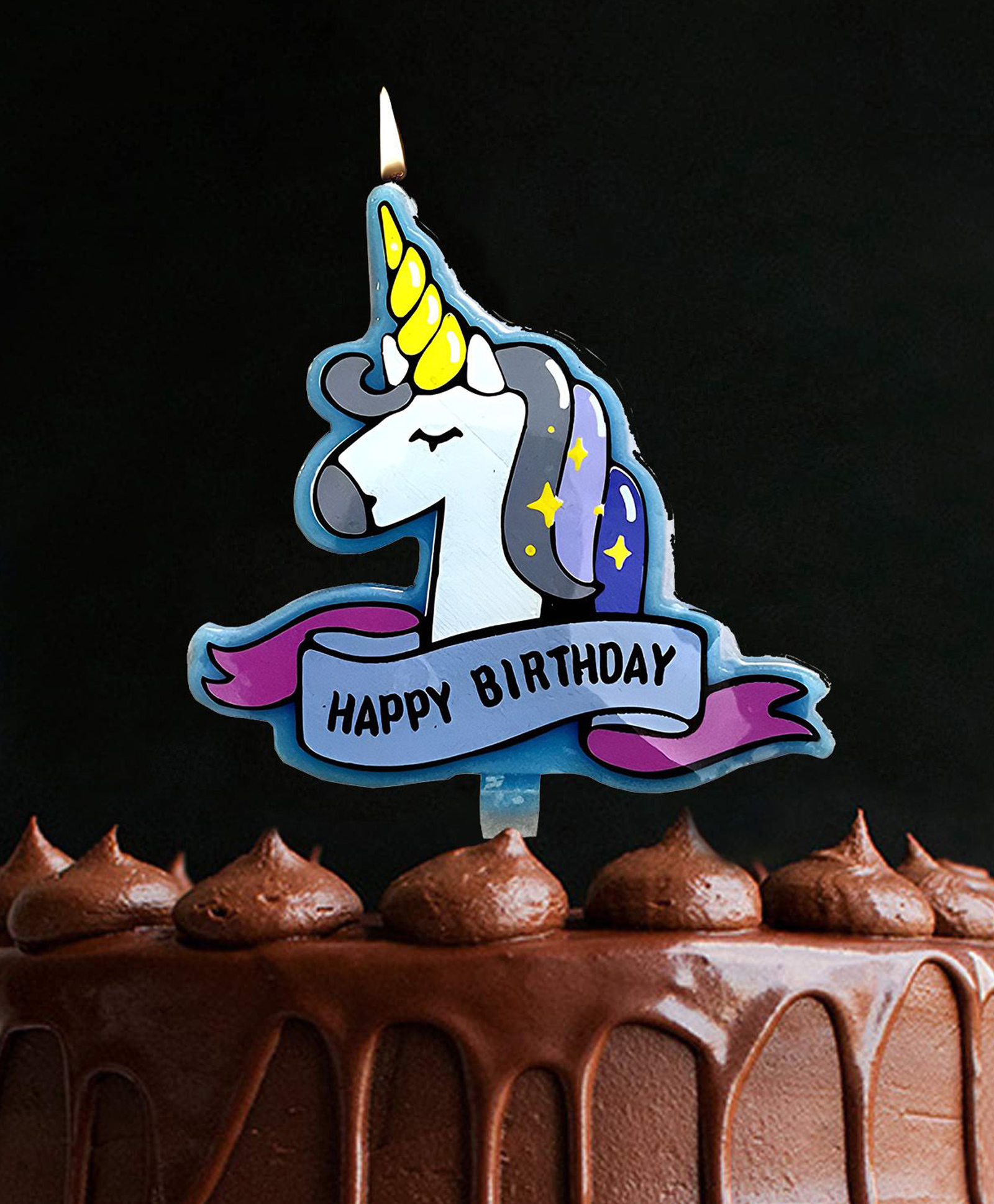 Funcart Unicorn Happy Birthday Cake Topper Candle - Multicolor-picture-44