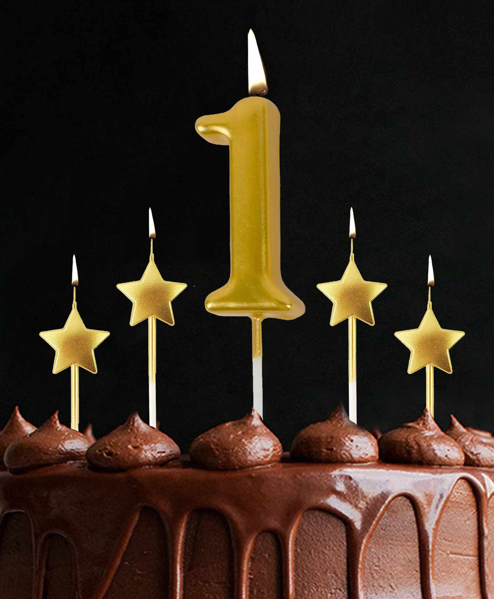 Funcart 1st Birthday Golden Star Cake Topper Candle - Pack of 5-picture-33