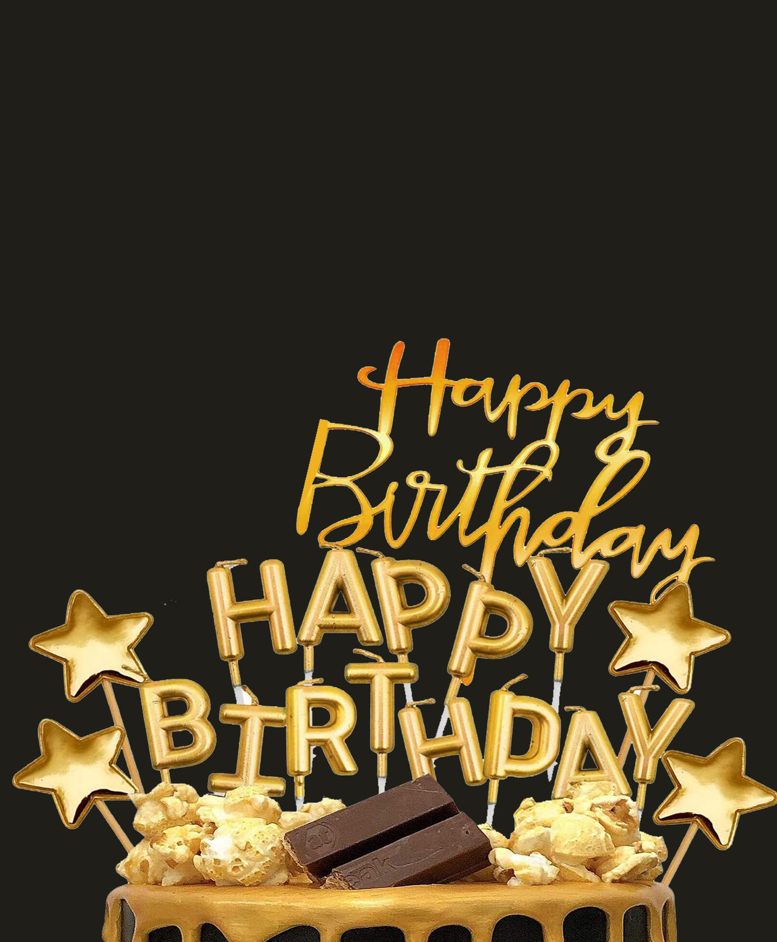 Funcart Happy Birthday Golden Star Cake Decoration - Pack of 18-image-37