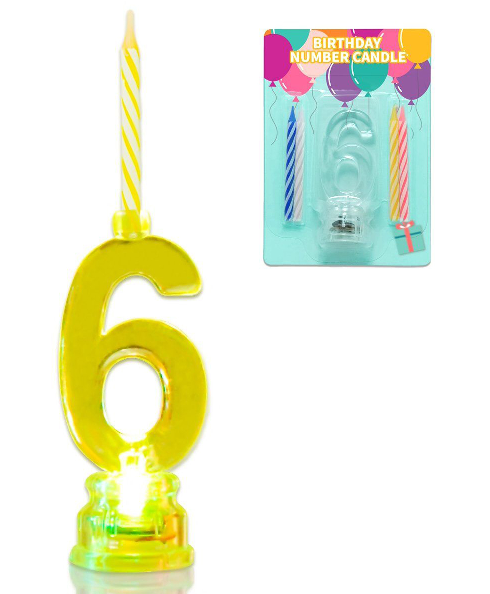 Funcart Number 6 led Candle - Multicolor