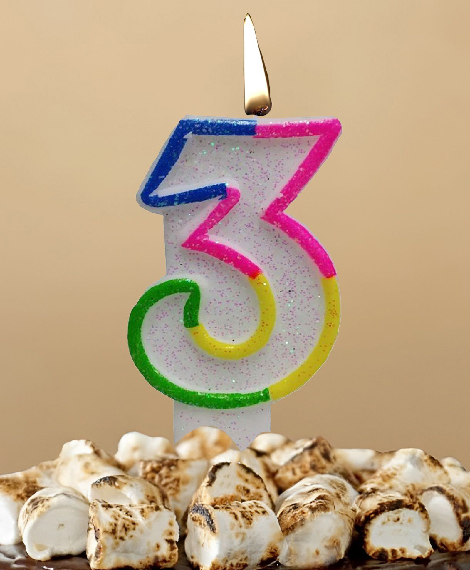 Funcart Number 3 Colorful Cake Topper Candle - Multicolor-picture-4