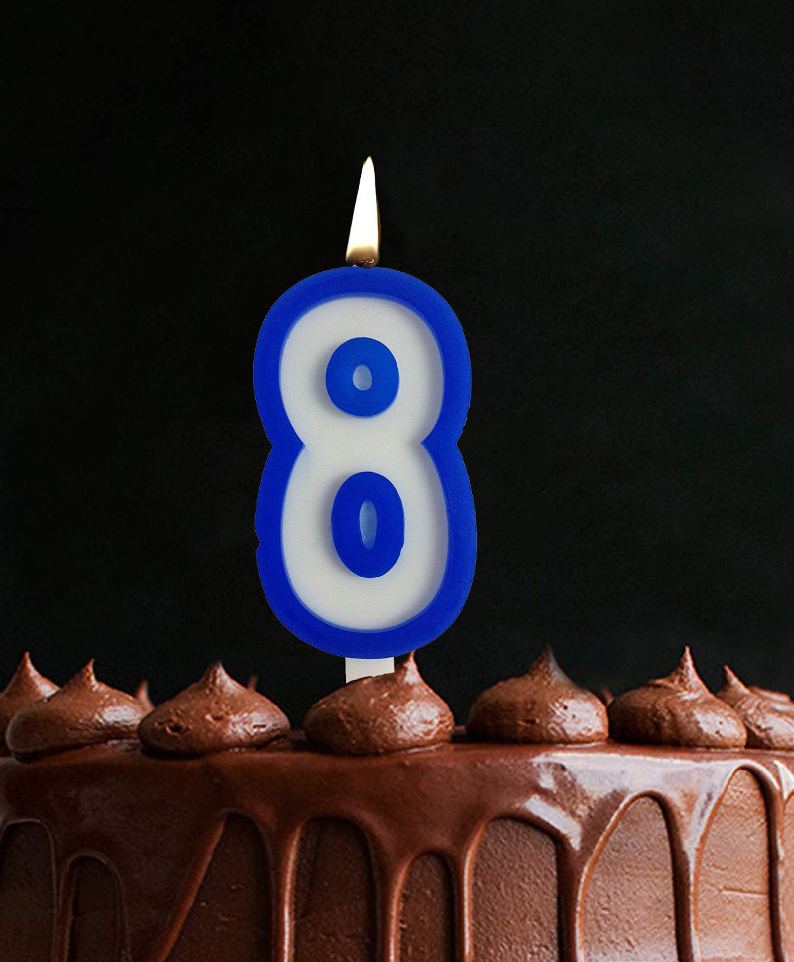 Funcart Blue and White Numerical 8 Style Candle - pack of 1-picture-38