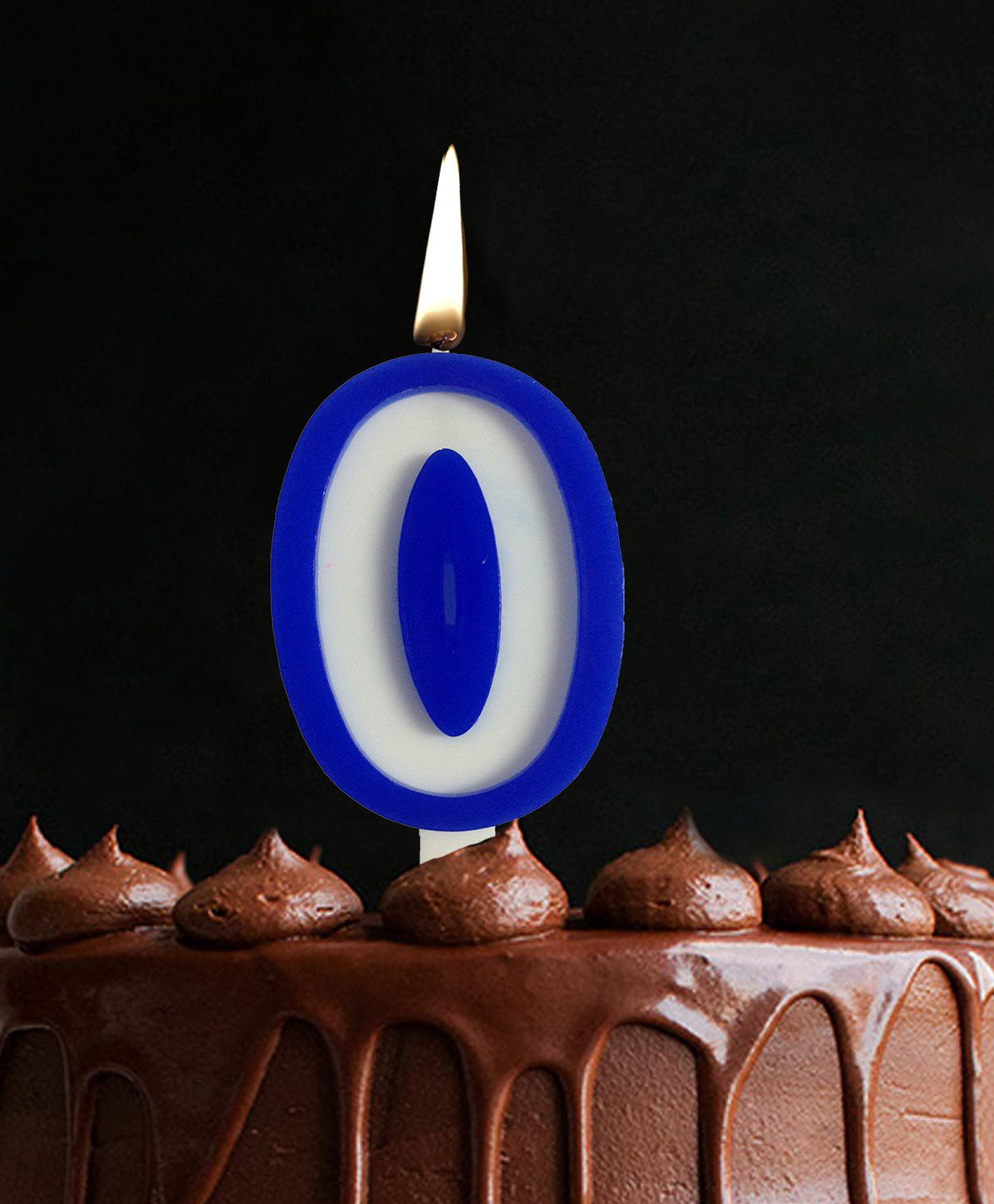 Funcart Blue and White Numerical 0 Style Candle - pack of 1-image-42
