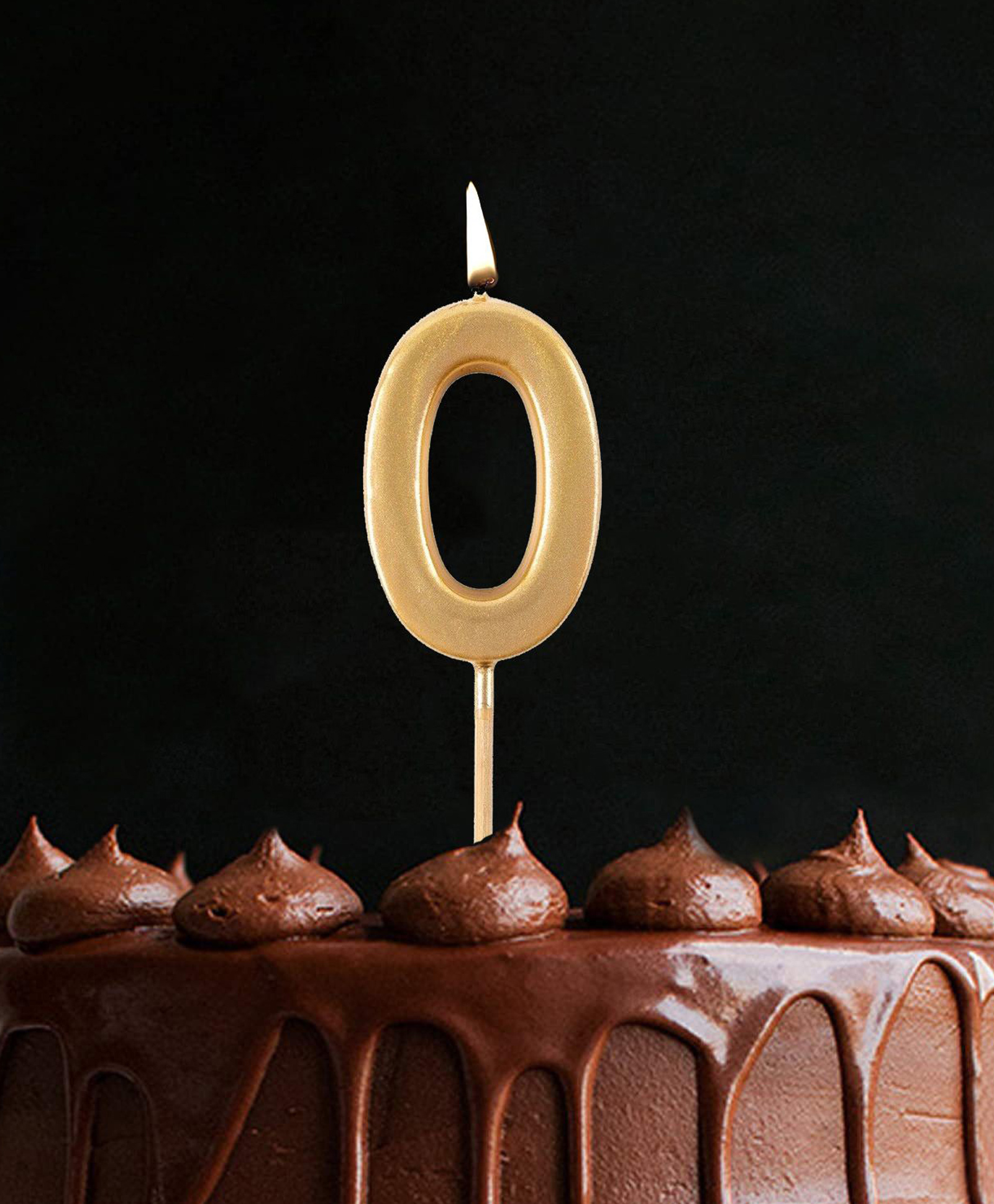 Funcart Numerical Number Zero Cake Topper Candle - Golden-picture-45