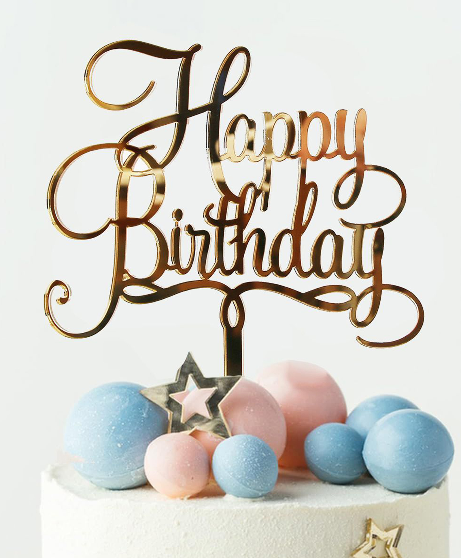 Funcart Happy Birthday Cake Topper - Golden-image-10