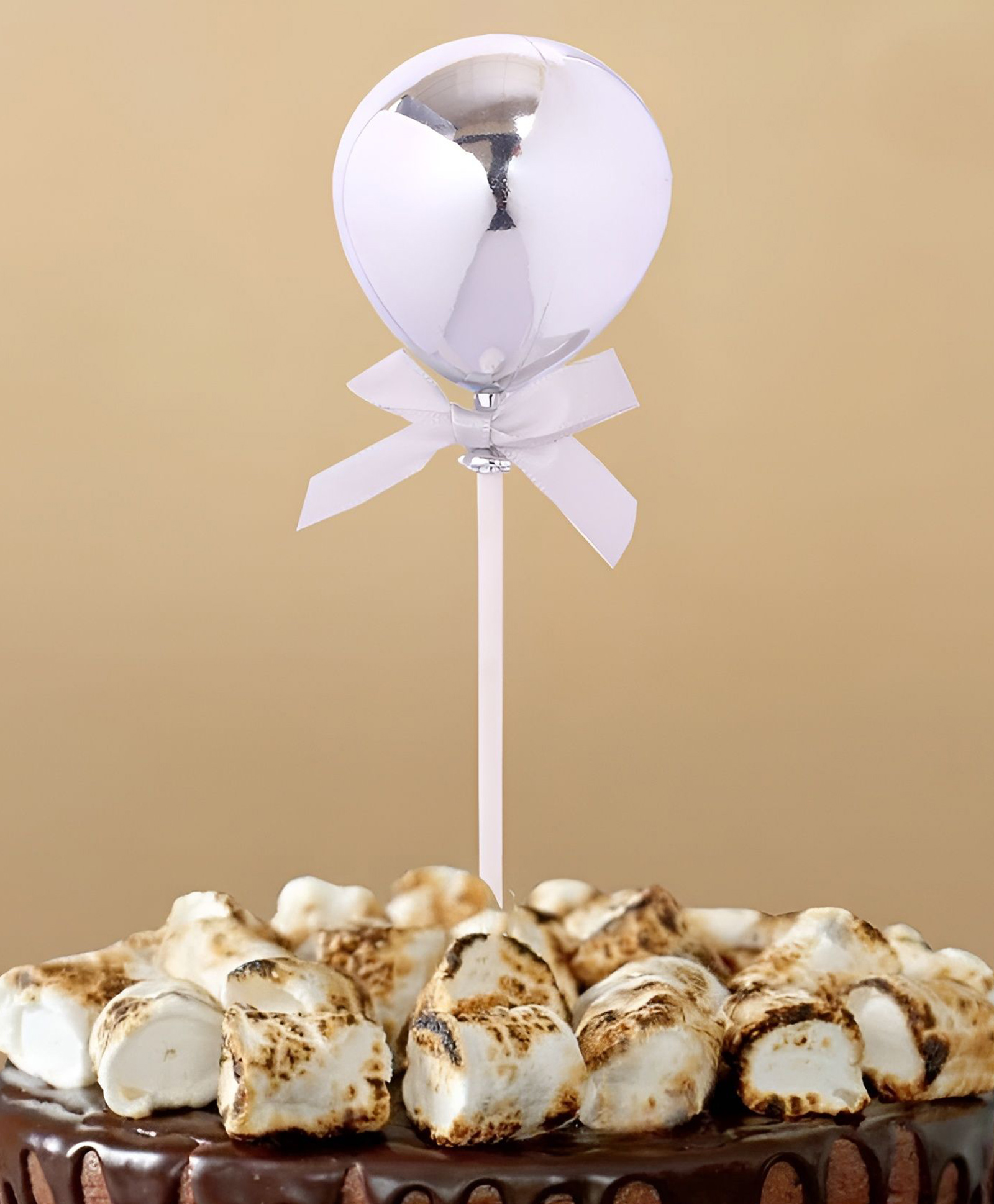 Funcart Mettalic Balloon Shape Cake Decoration-Silver-image-42
