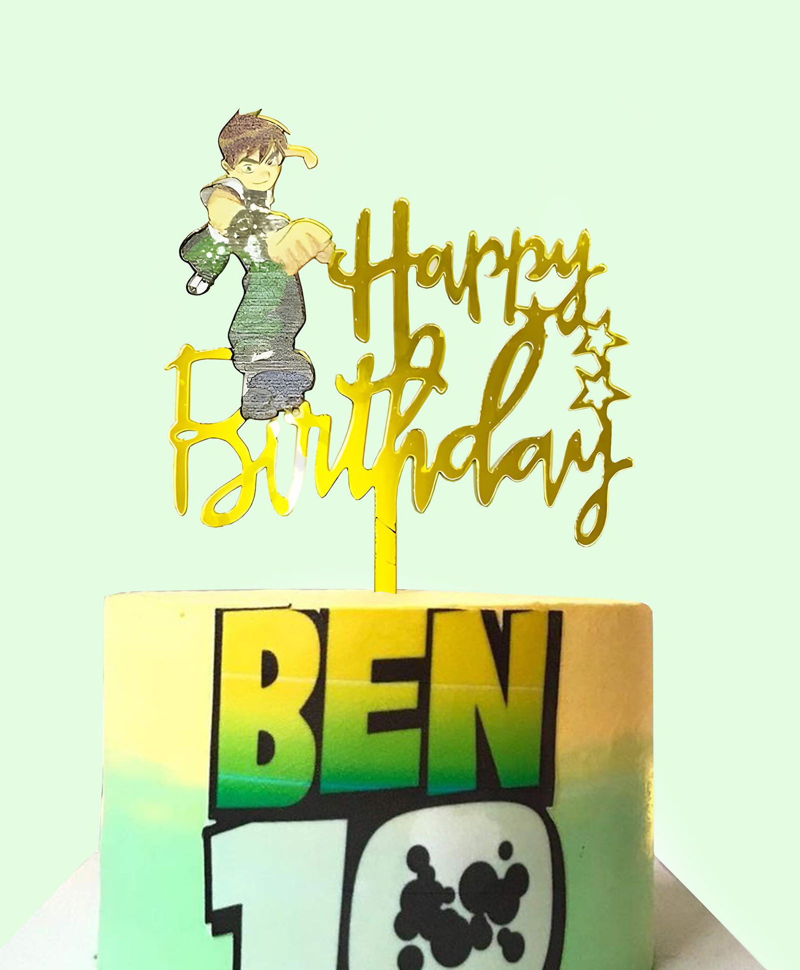 Funcart Ben10 Happy Birthday Cake Topper - Golden-picture-15