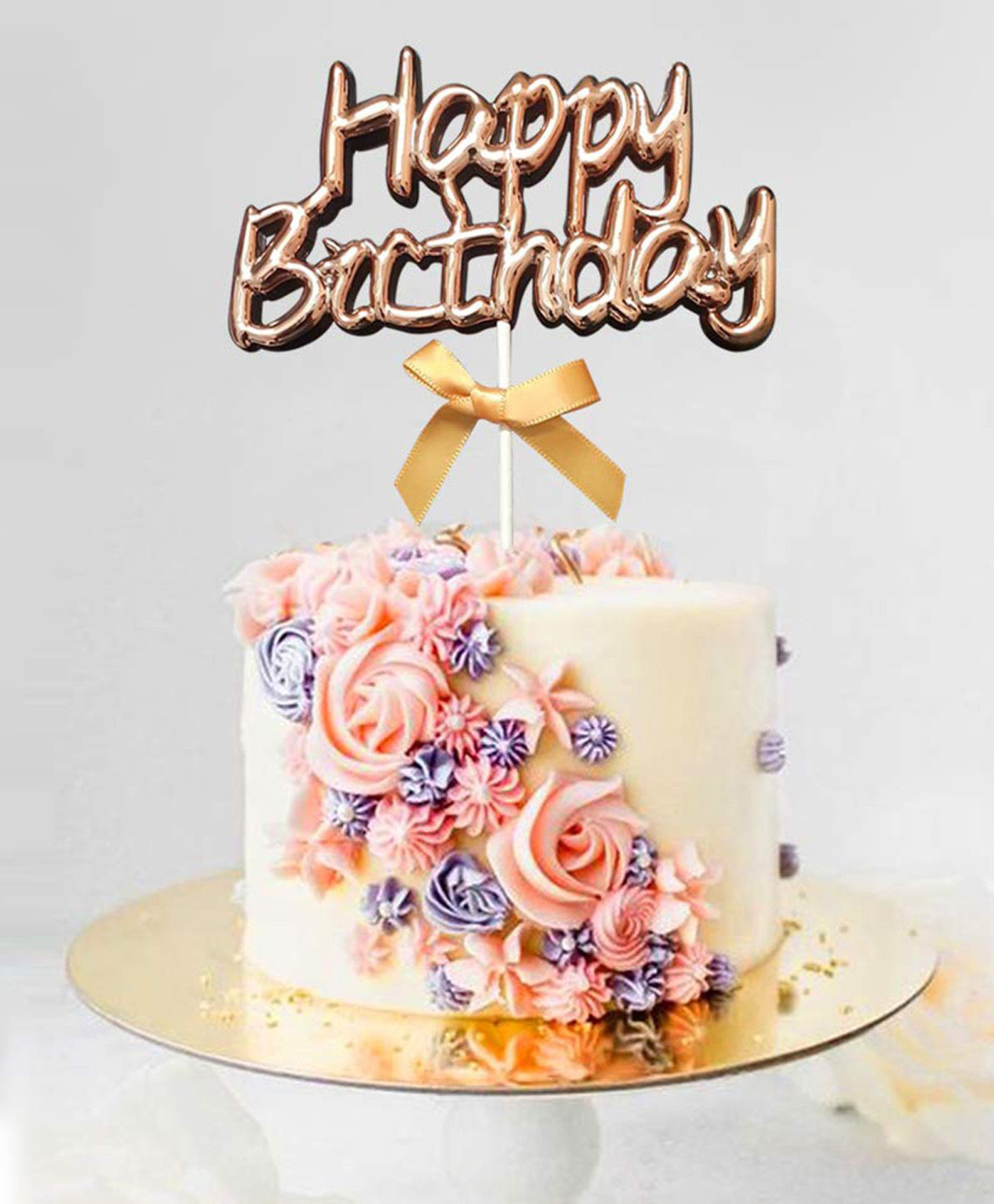 Funcart Happy Birthday Metallic Cake Topper - Rose Gold-picture-16
