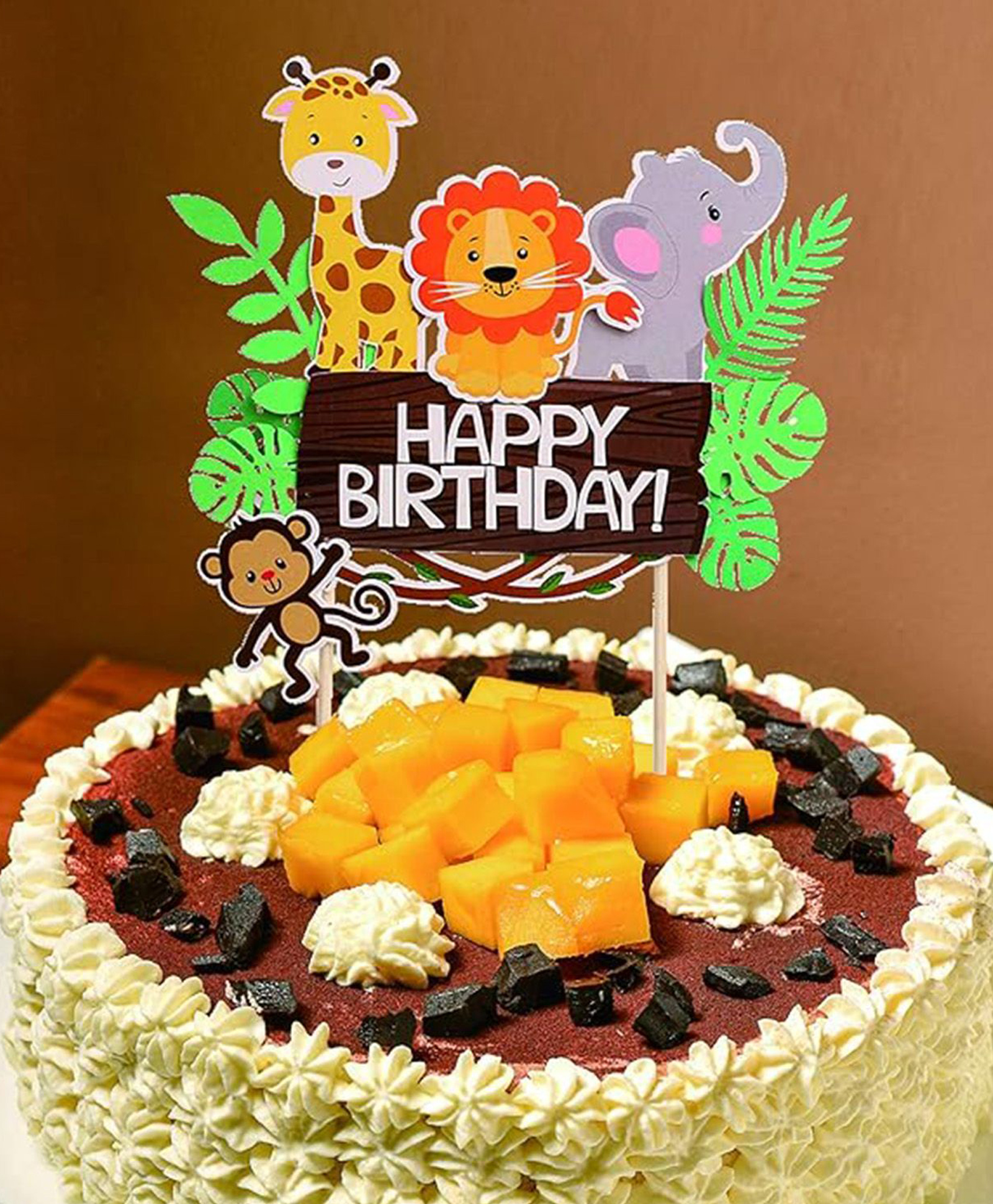Funcart Jungle Animal Acrylic Happy Birthday Cake Topper - Multicolor-image-41