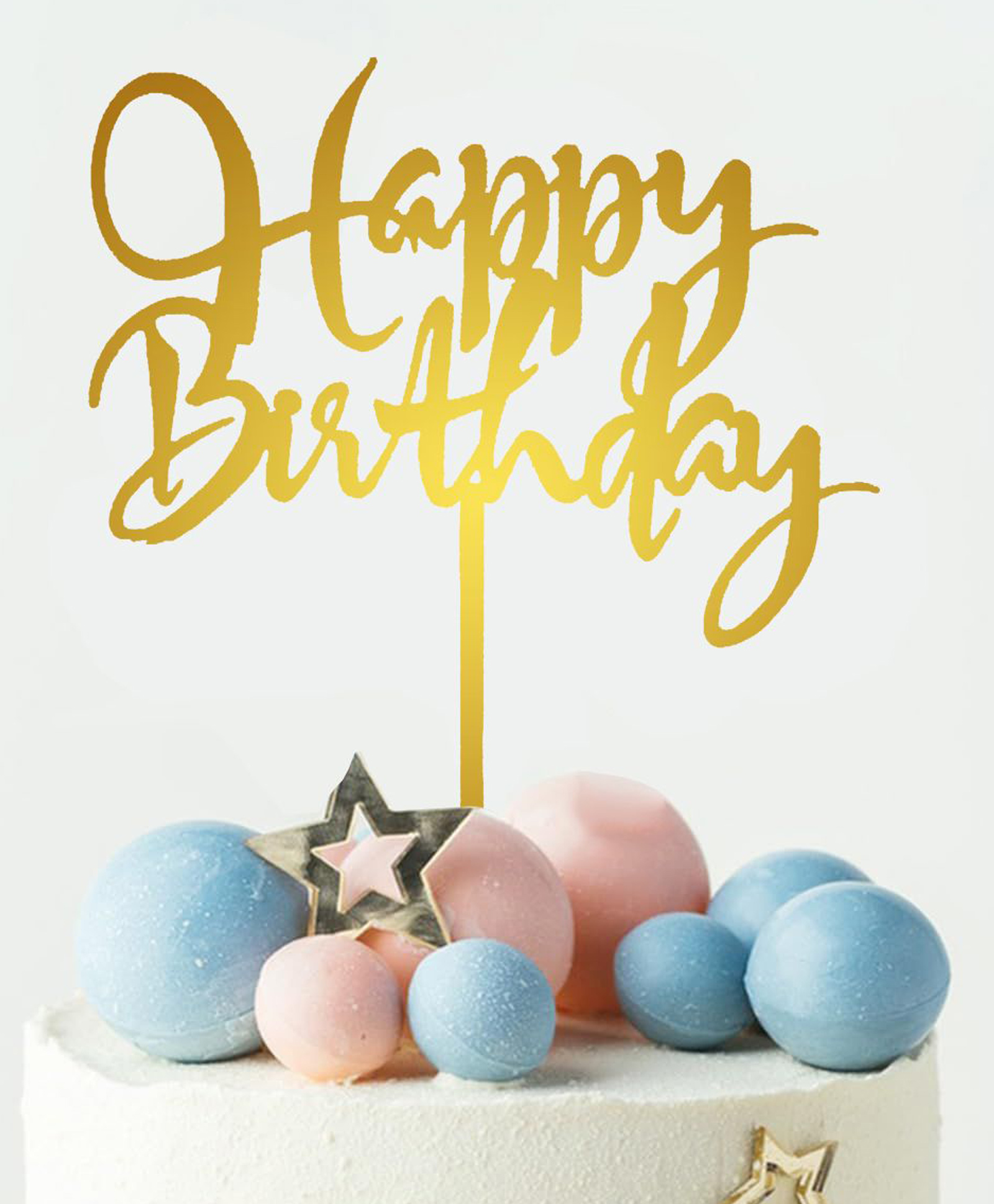 Funcart Acrylic Happy Birthday Cake Topper - Golden-picture-16