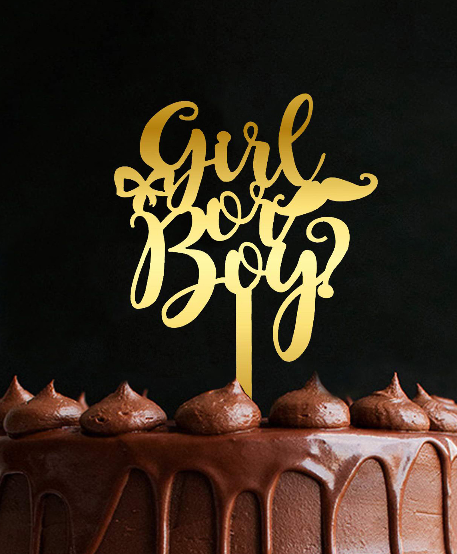 Funcart Gold Acrylic Girl or Boy Cake Topper for Baby Shower-image-28
