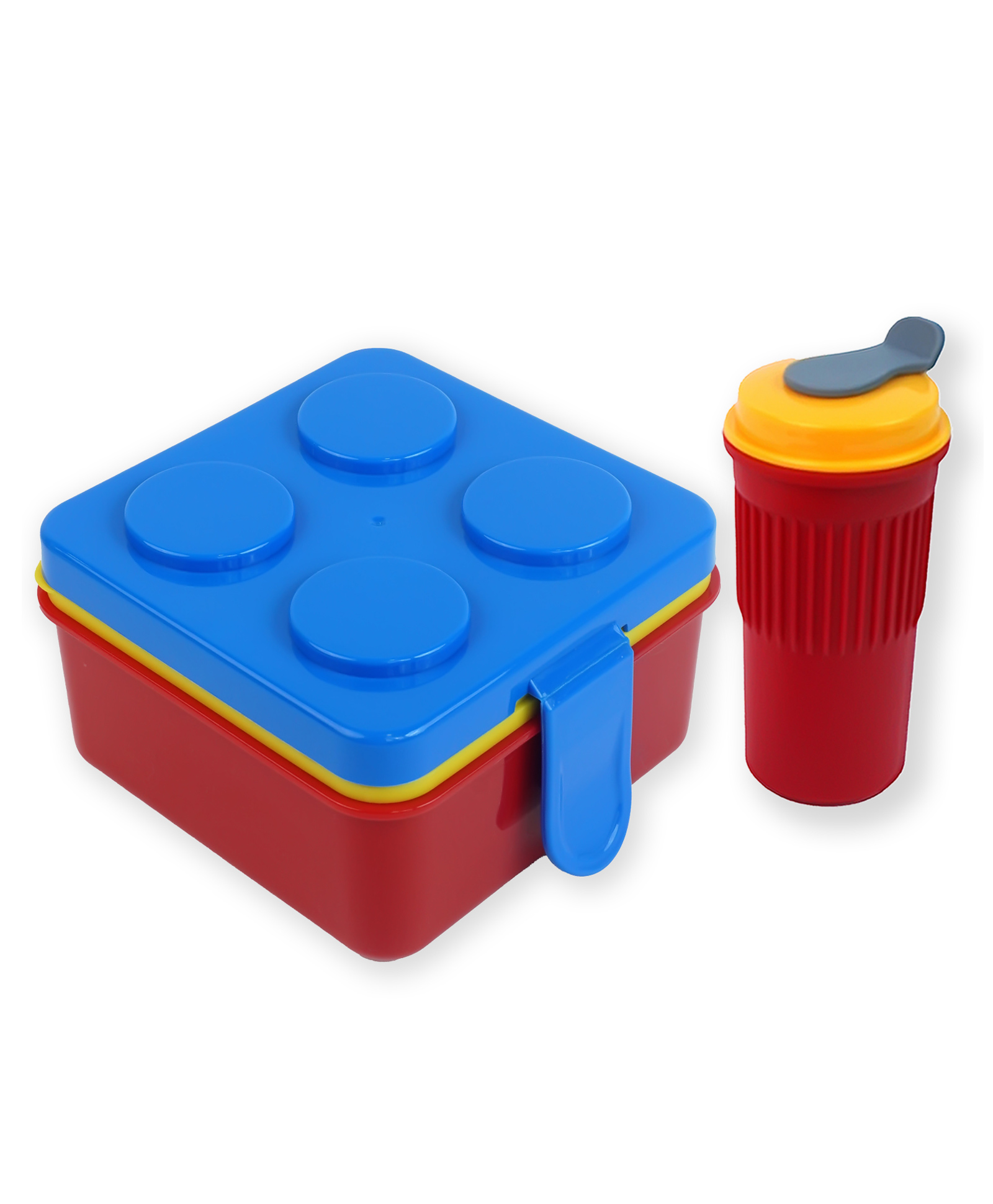 Little Surprise Box 2 Pcs Square Lego Theme Lunch Box with Cup Style Bottle - Blue-image-18