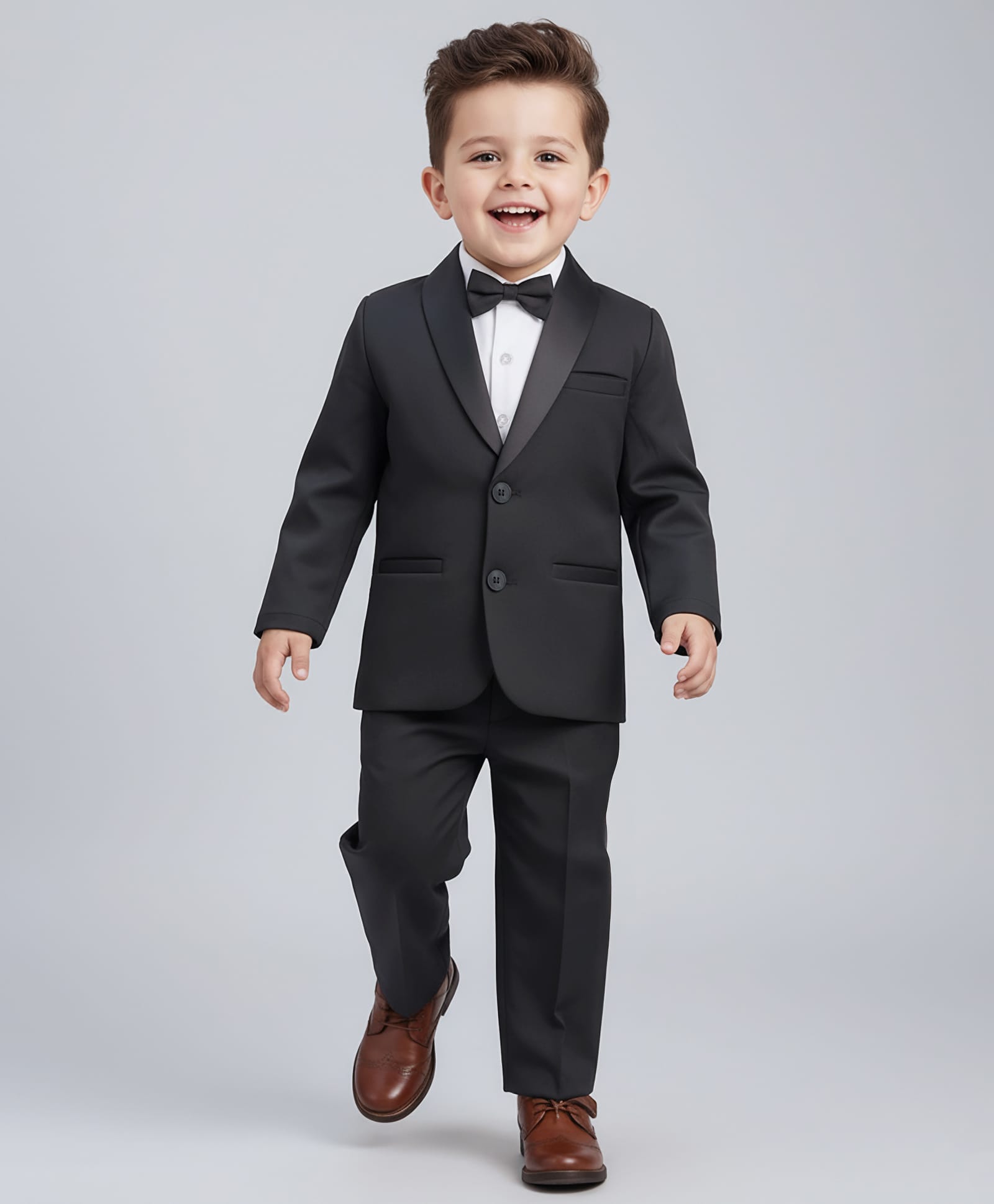 Babyhug Knit Full Sleeves Solid Three Piece Party Suit Set with Bow - Black-image-22
