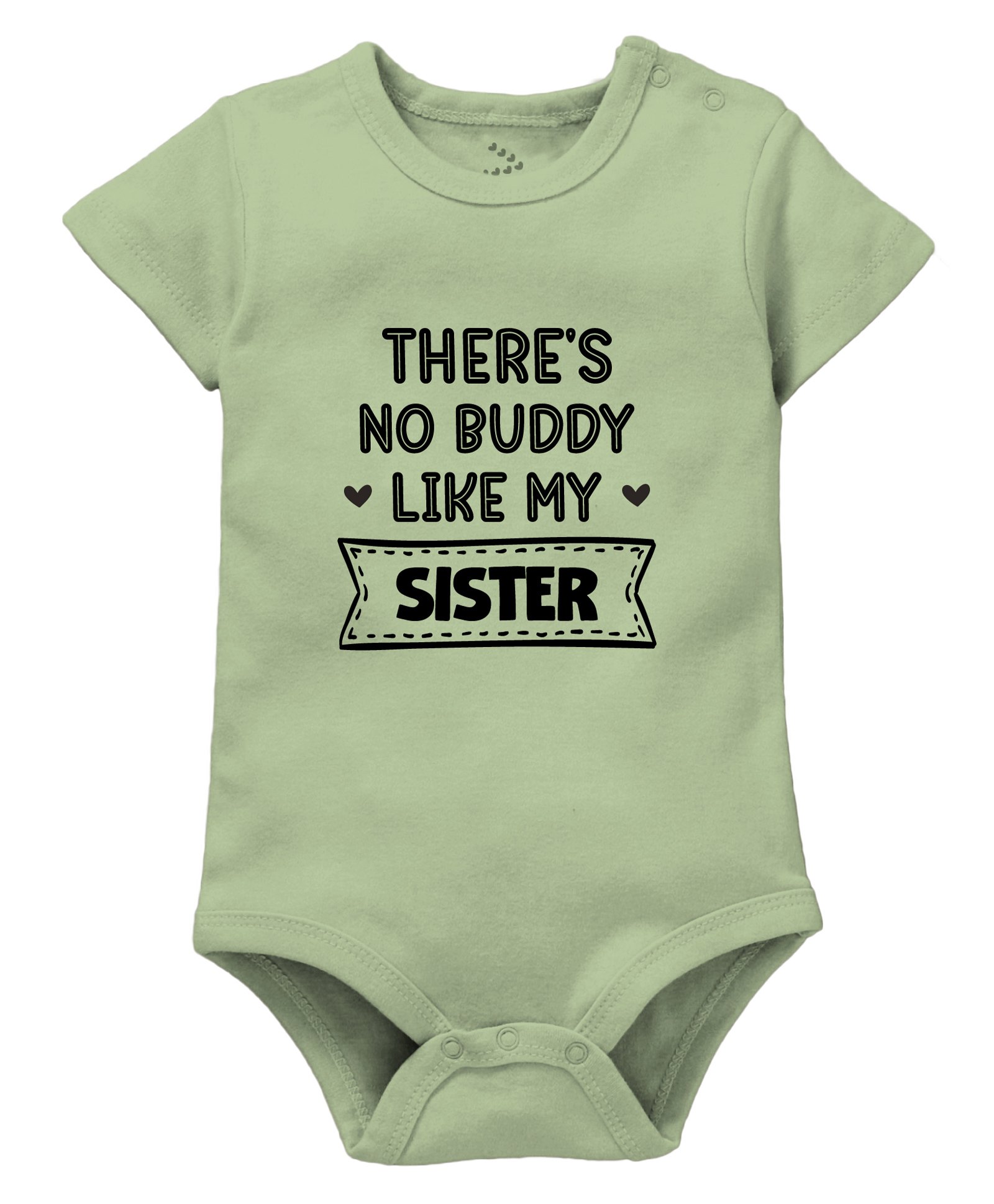 Zeezeezoo 100% Cotton Knit Rakshabandhan Theme Half Sleeves Theres No Buddy Like My Sister Text Printed Onesie - Olive-picture-34